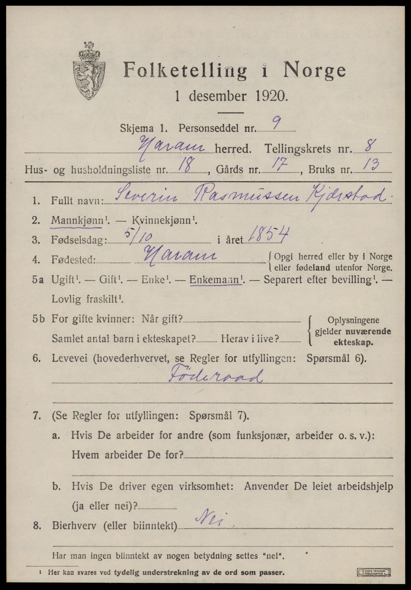 SAT, Folketelling 1920 for 1534 Haram herred, 1920, s. 4759