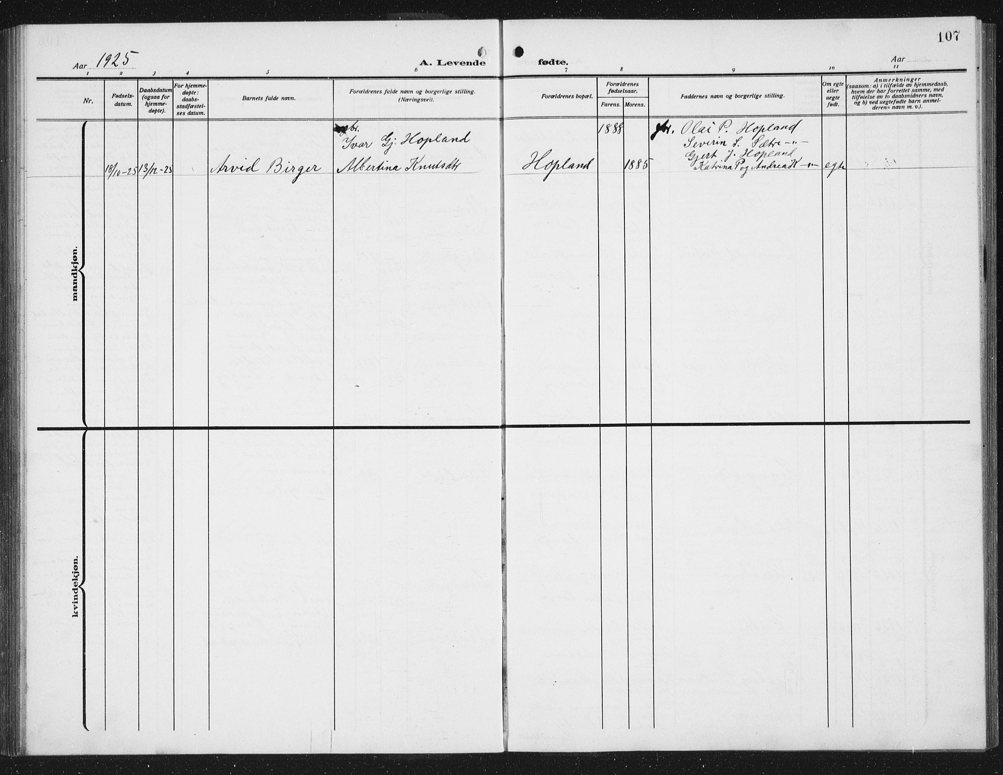 Lindås Sokneprestembete, AV/SAB-A-76701/H/Hab/Habc/L0005: Klokkerbok nr. C 5, 1910-1927, s. 107