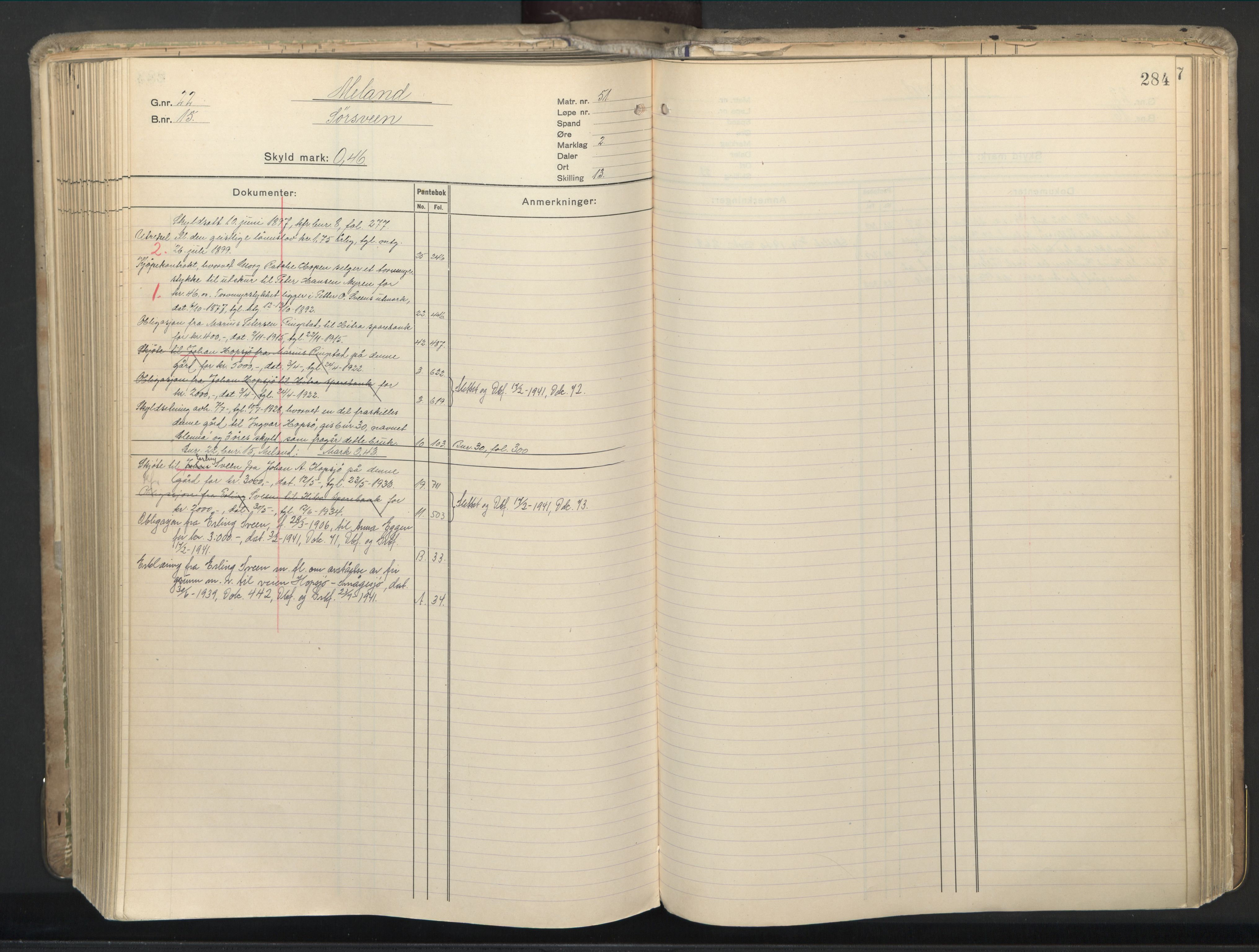 Hitra sorenskriveri, AV/SAT-A-0018/2/2A/L0010: Panteregister nr. 10, s. 284