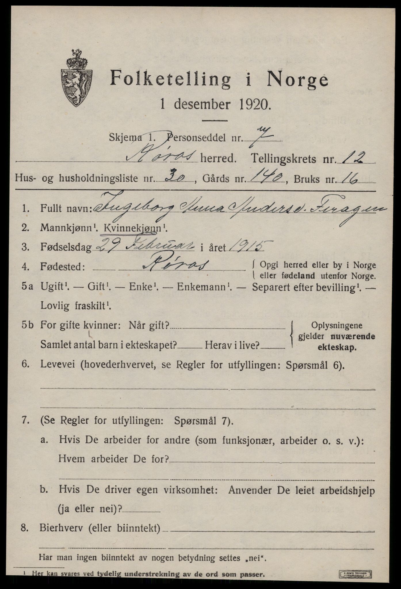 SAT, Folketelling 1920 for 1640 Røros herred, 1920, s. 9328