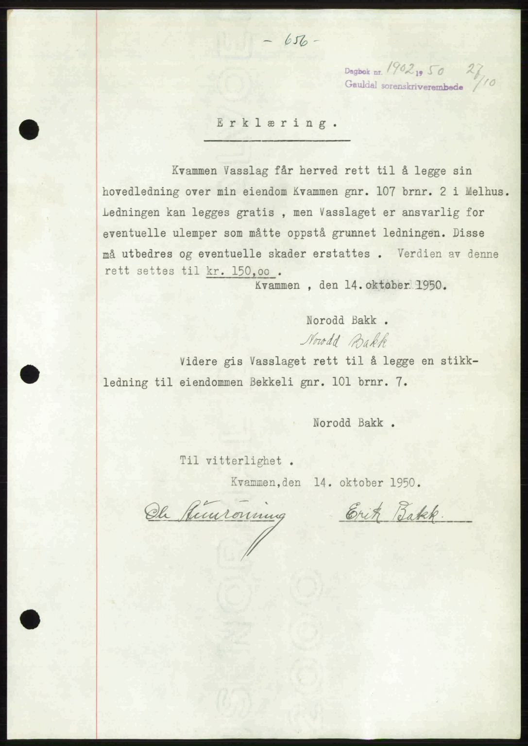 Gauldal sorenskriveri, SAT/A-0014/1/2/2C: Pantebok nr. A11, 1950-1950, Dagboknr: 1902/1950