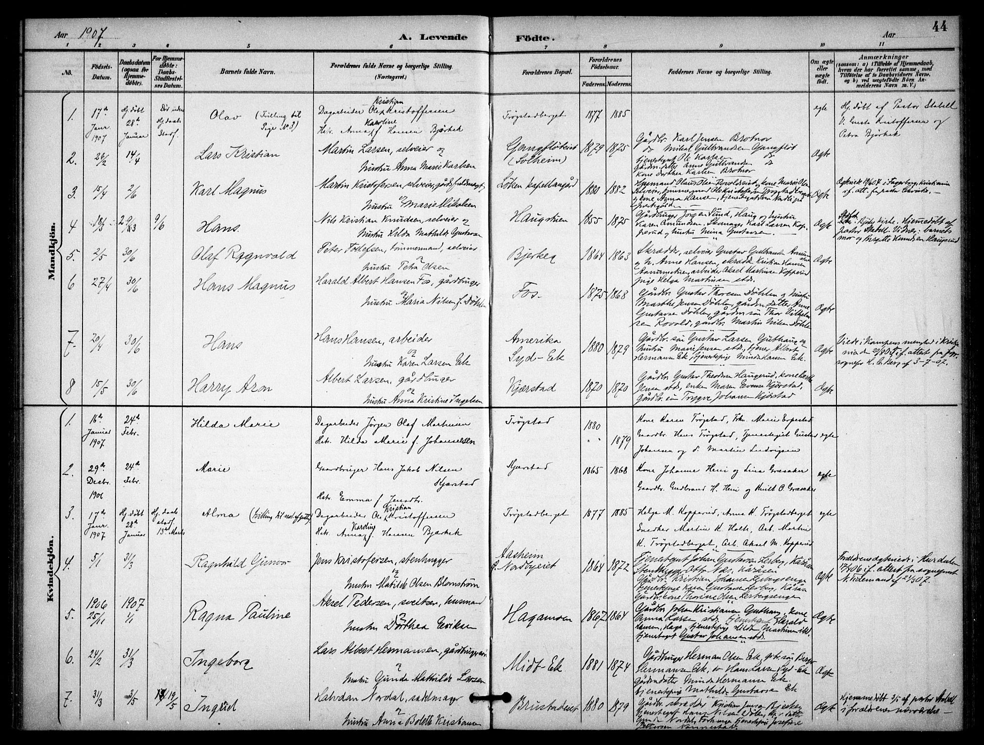 Nannestad prestekontor Kirkebøker, AV/SAO-A-10414a/F/Fb/L0002: Ministerialbok nr. II 2, 1891-1909, s. 44