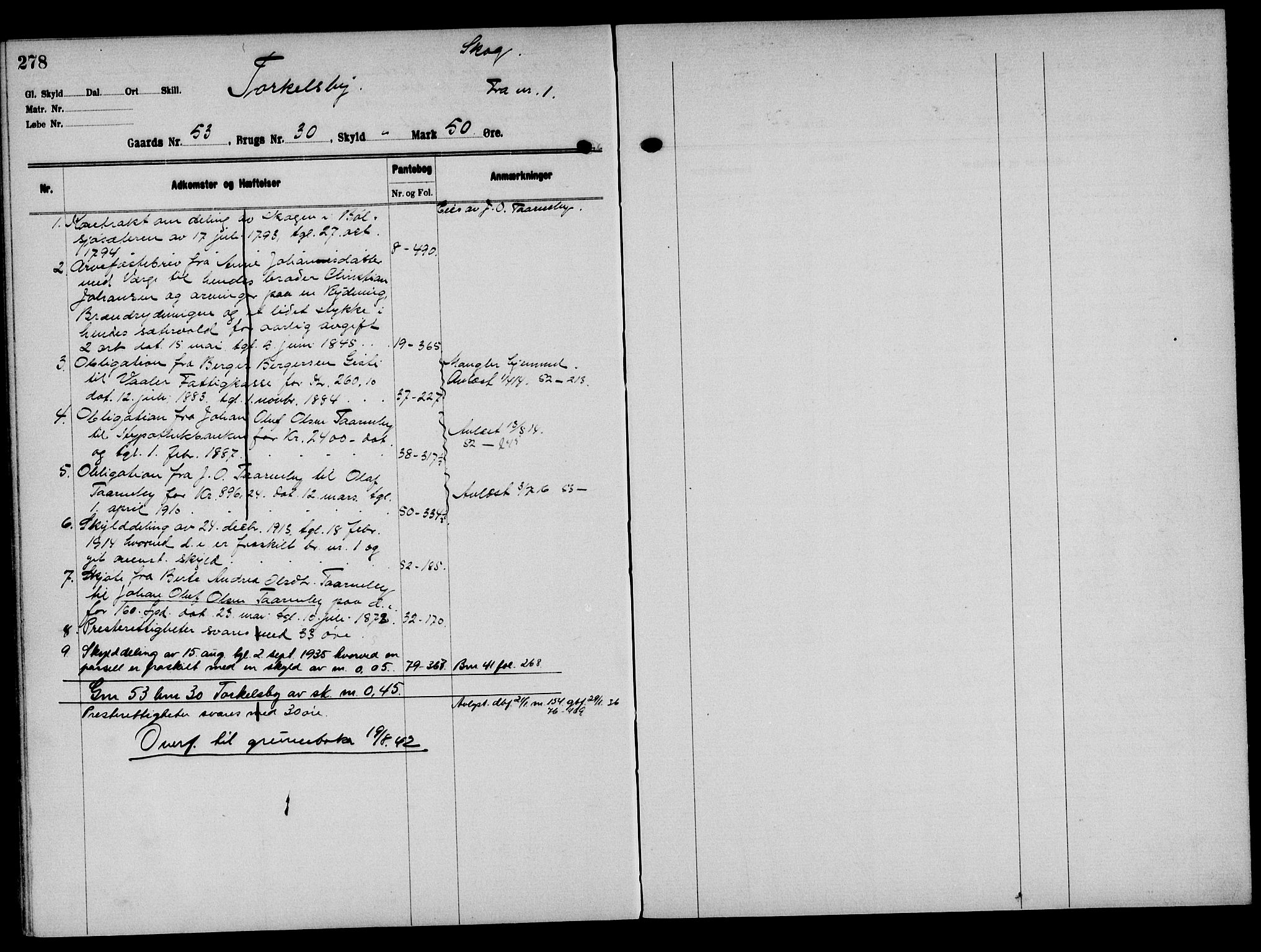 Solør tingrett, AV/SAH-TING-008/H/Ha/Hak/L0004: Panteregister nr. IV, 1900-1935, s. 278