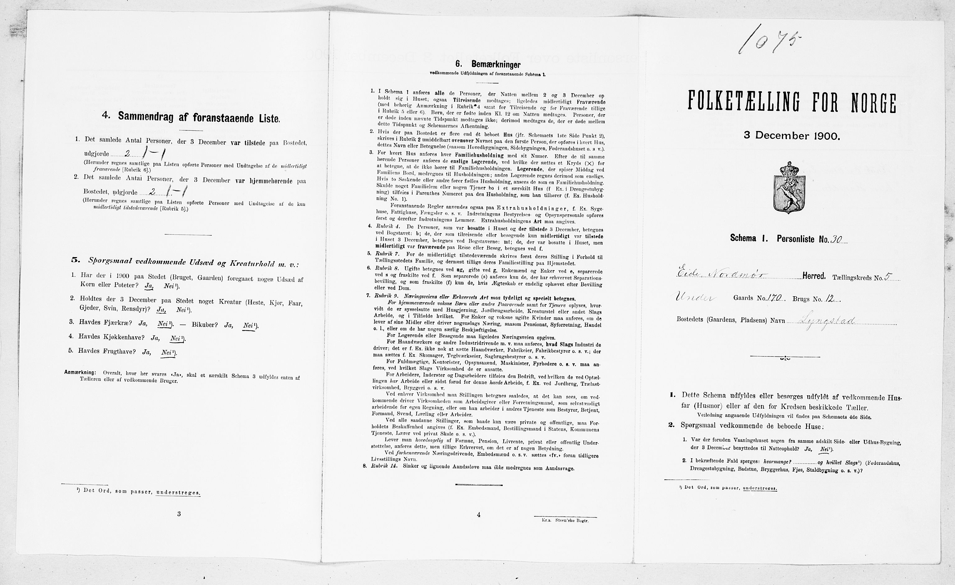 SAT, Folketelling 1900 for 1551 Eide herred, 1900, s. 425