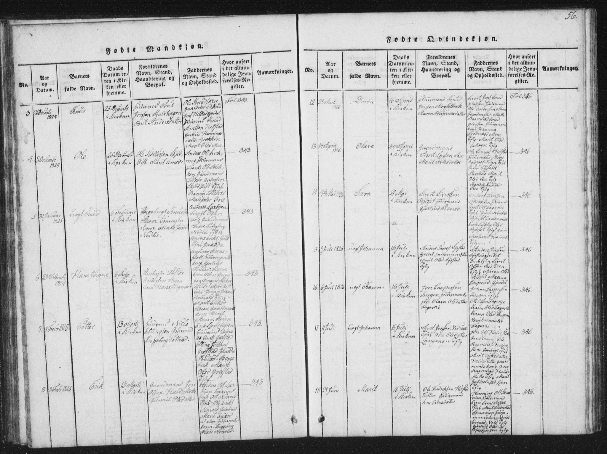 Ministerialprotokoller, klokkerbøker og fødselsregistre - Sør-Trøndelag, SAT/A-1456/672/L0862: Klokkerbok nr. 672C01, 1816-1831, s. 56