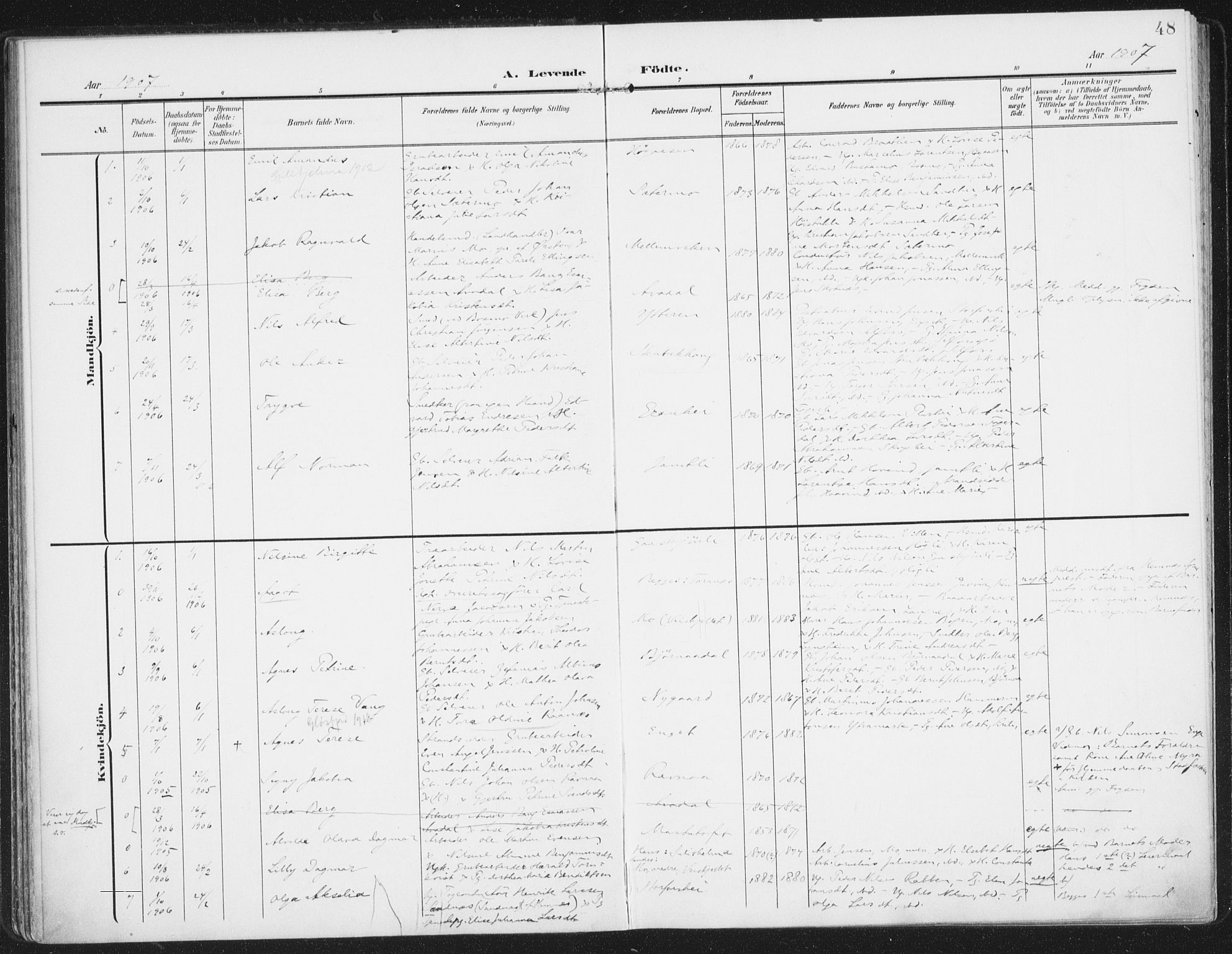 Ministerialprotokoller, klokkerbøker og fødselsregistre - Nordland, AV/SAT-A-1459/827/L0402: Ministerialbok nr. 827A14, 1903-1912, s. 48