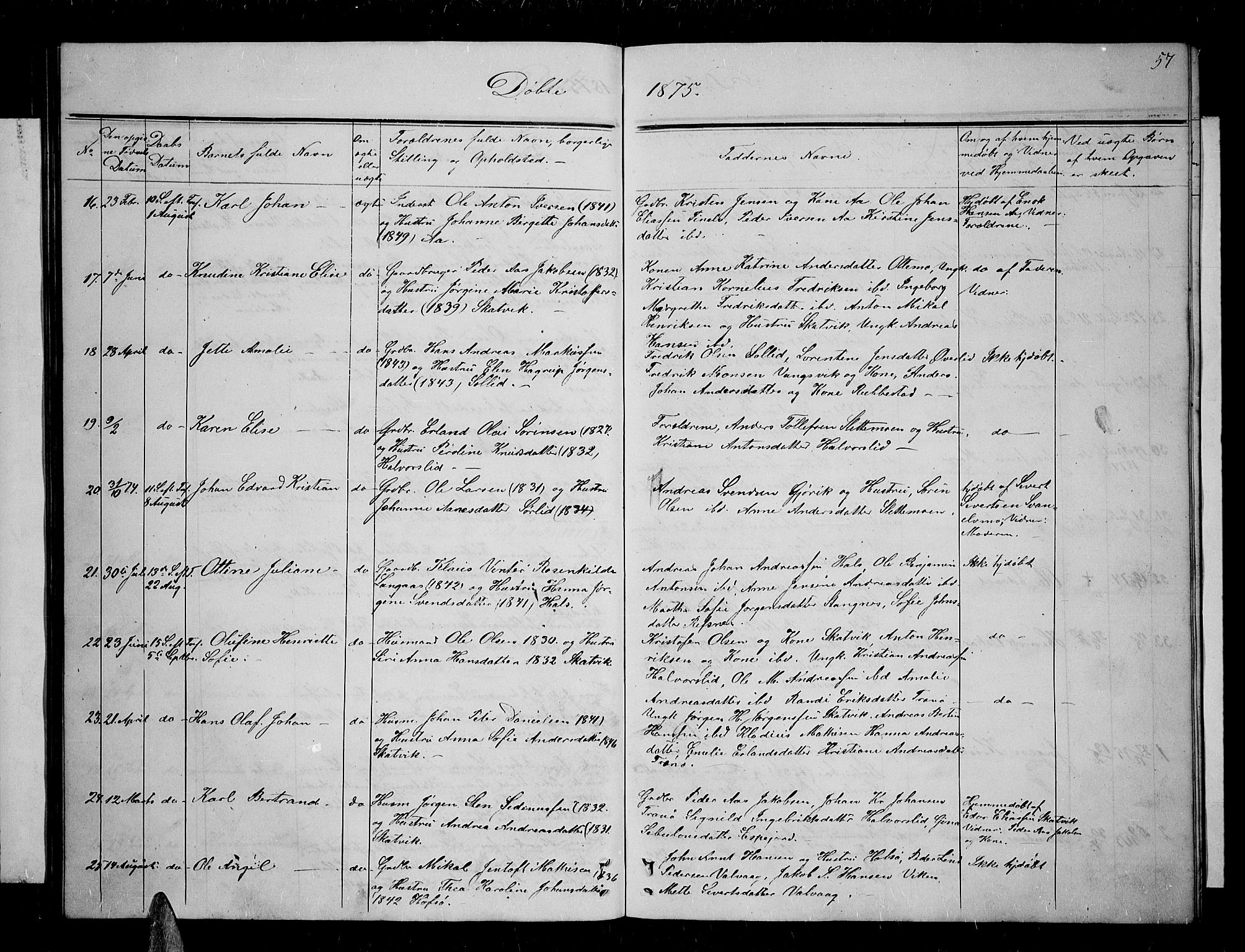 Tranøy sokneprestkontor, AV/SATØ-S-1313/I/Ia/Iab/L0003klokker: Klokkerbok nr. 3, 1861-1887, s. 57