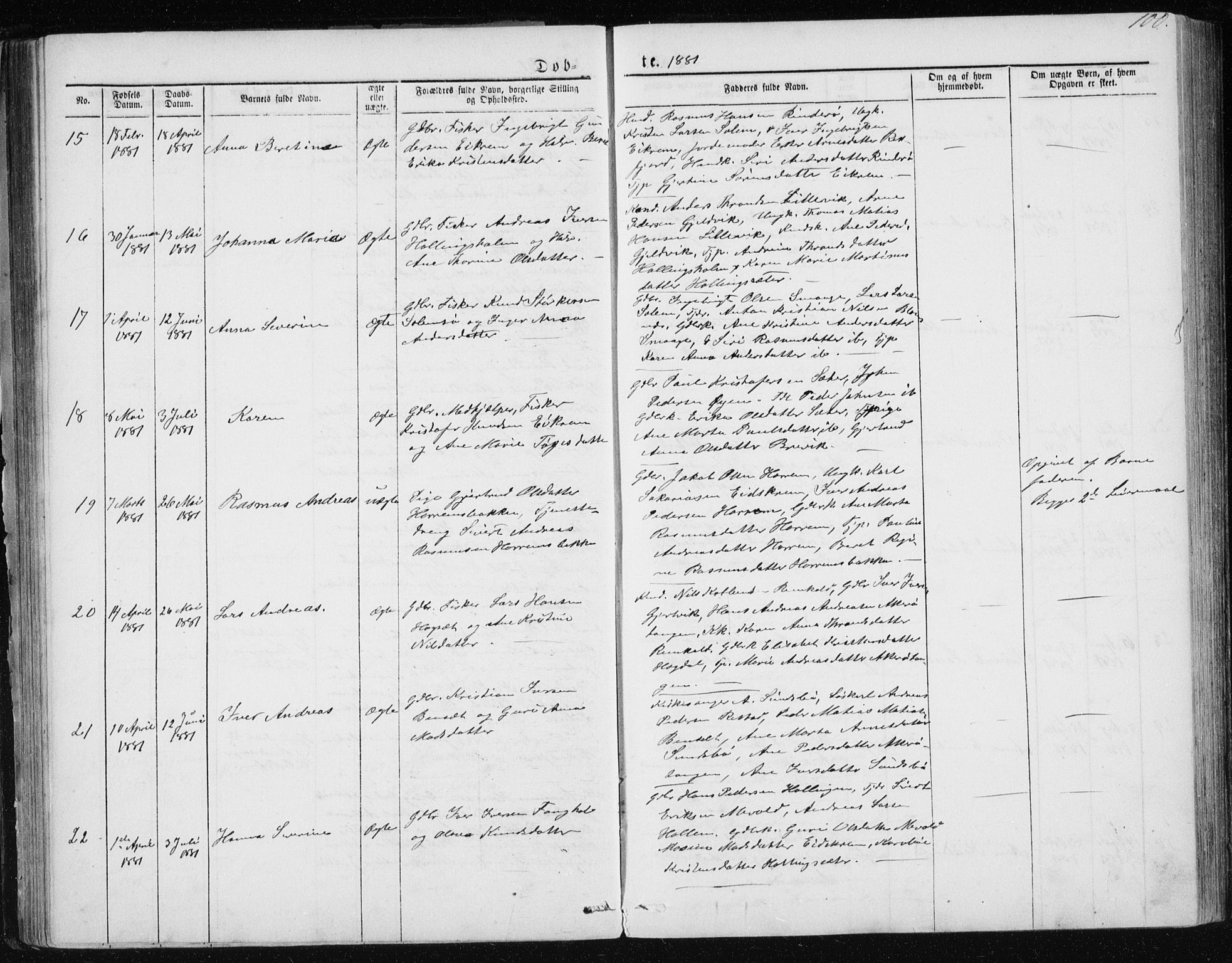 Ministerialprotokoller, klokkerbøker og fødselsregistre - Møre og Romsdal, AV/SAT-A-1454/560/L0724: Klokkerbok nr. 560C01, 1867-1892, s. 100