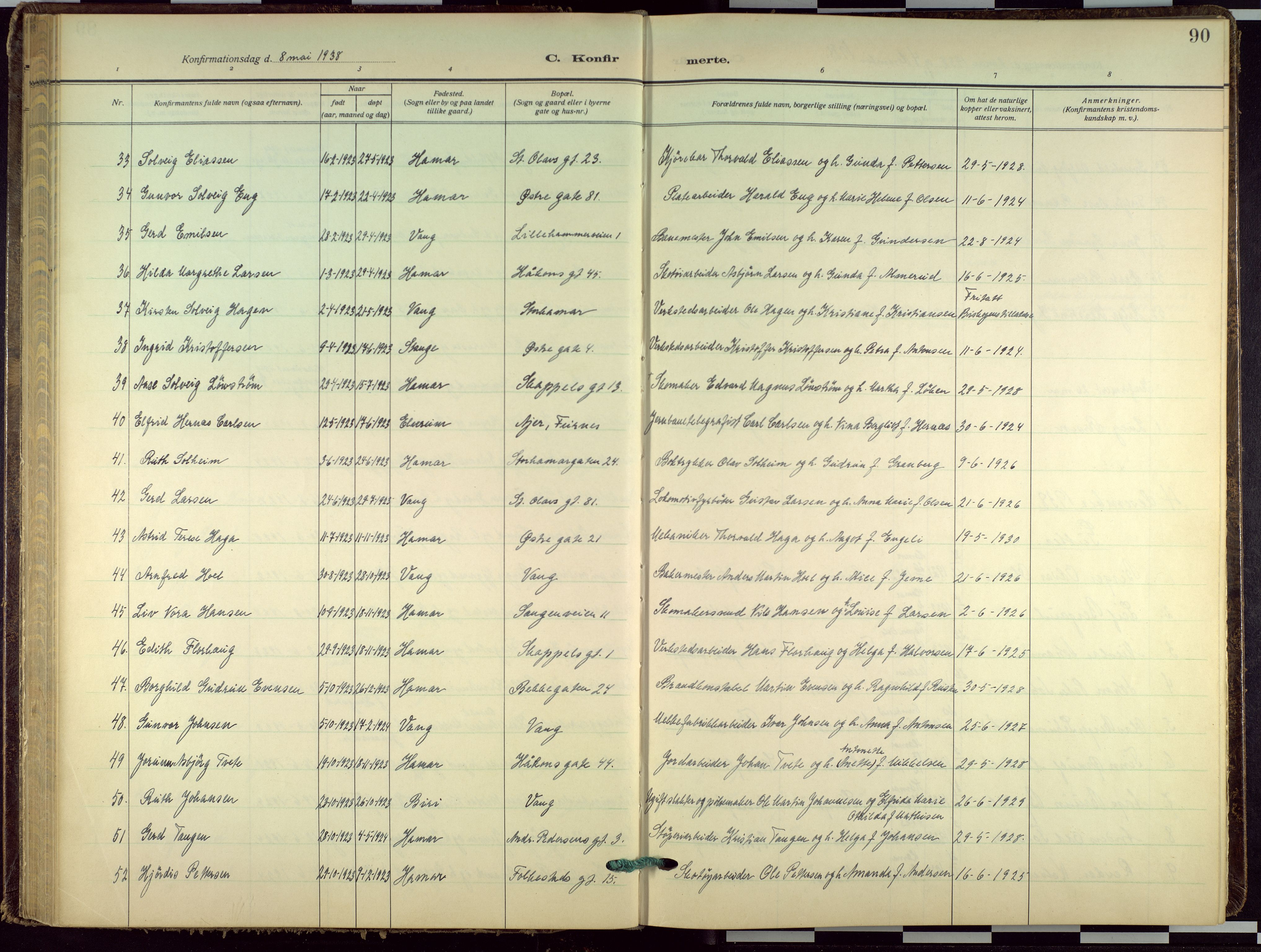 Hamar prestekontor, AV/SAH-DOMPH-002/H/Ha/Haa/L0005: Ministerialbok nr. 5, 1929-1958, s. 90