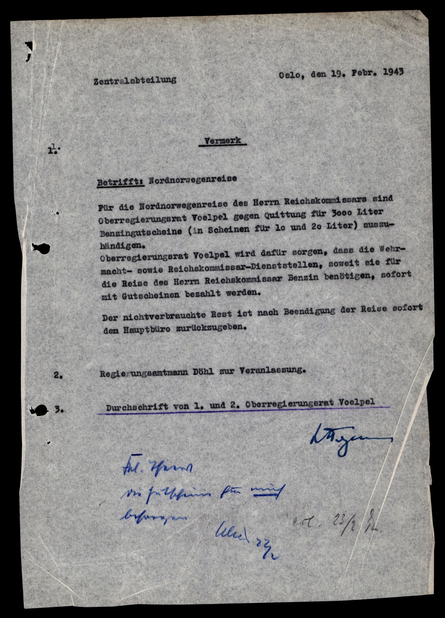 Forsvarets Overkommando. 2 kontor. Arkiv 11.4. Spredte tyske arkivsaker, AV/RA-RAFA-7031/D/Dar/Darb/L0002: Reichskommissariat, 1940-1945, s. 323