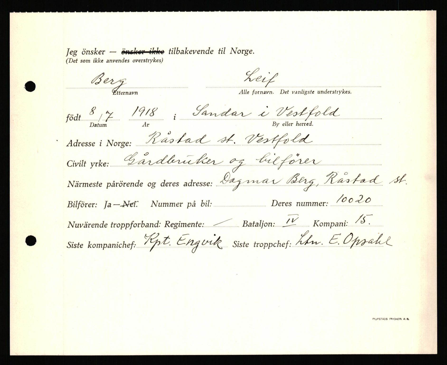 Forsvaret, Forsvarets krigshistoriske avdeling, AV/RA-RAFA-2017/Y/Yf/L0205: II-C-11-2110 - Norske internert i Sverige 1940, 1940, s. 324