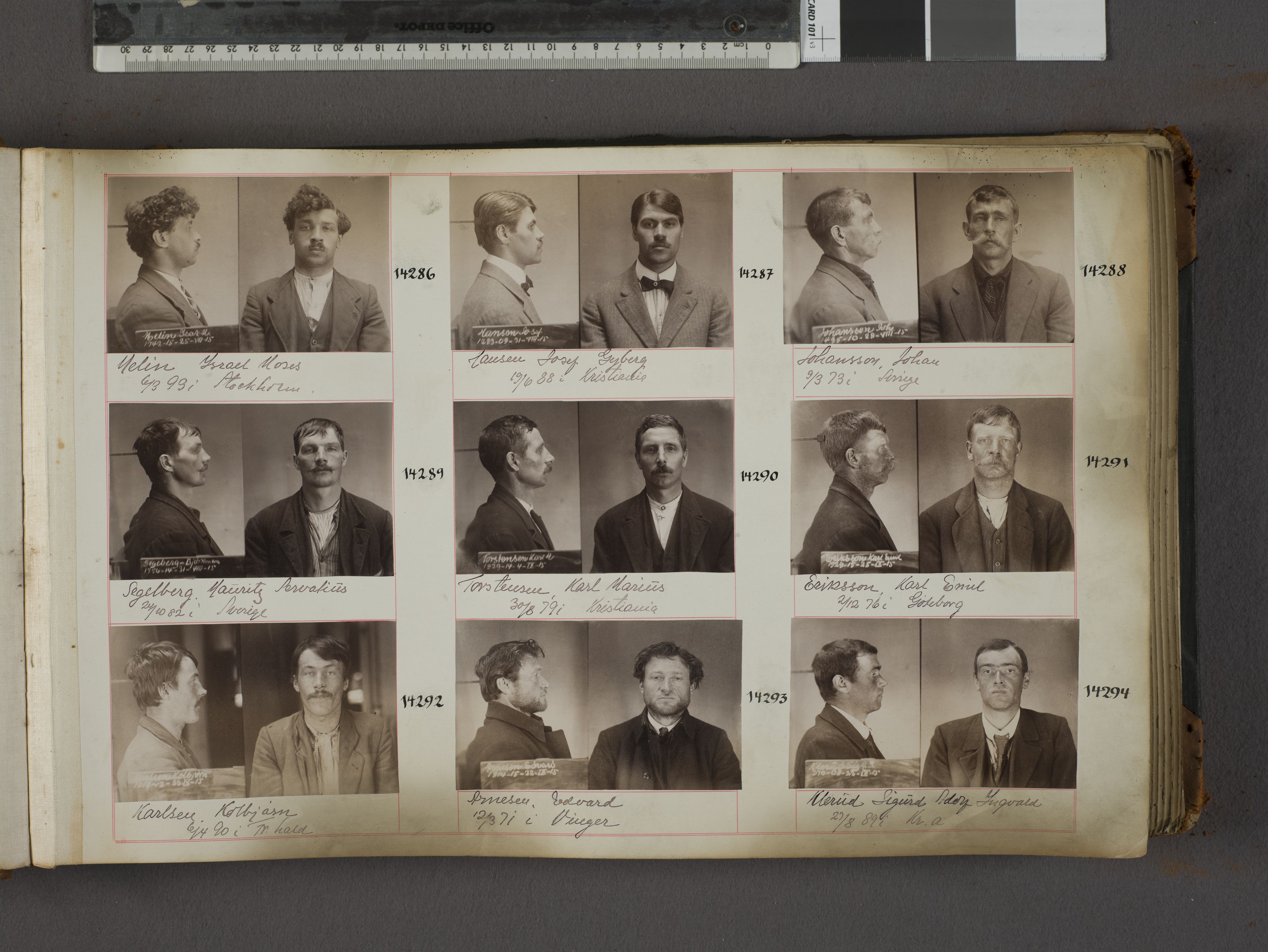 Oslo politikammer, Kriminalavdelingen, AV/SAO-A-11137/U/Ua/L0016: Forbryteralbum, 1915-1917, s. 1