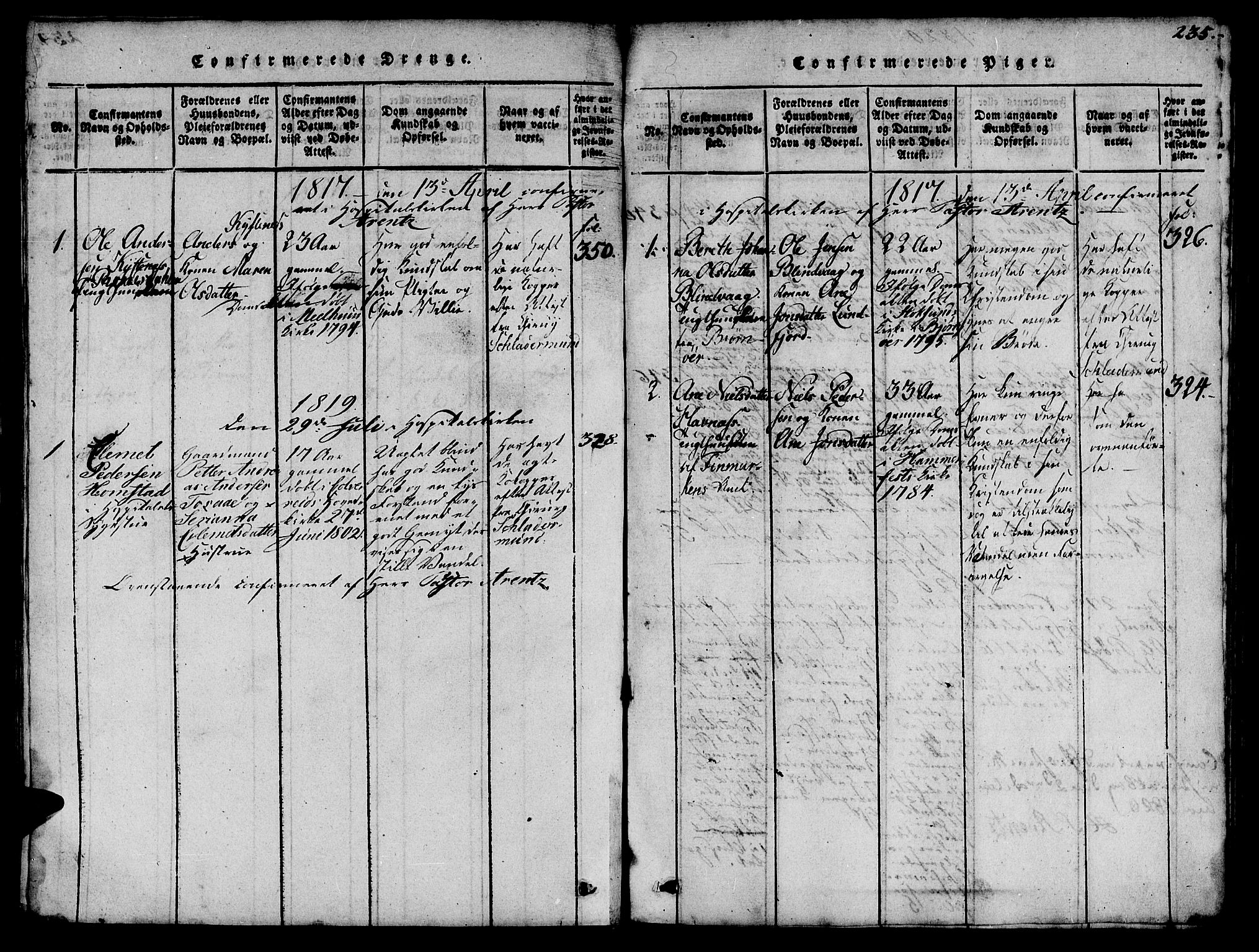 Ministerialprotokoller, klokkerbøker og fødselsregistre - Sør-Trøndelag, AV/SAT-A-1456/623/L0478: Klokkerbok nr. 623C01, 1815-1873, s. 235