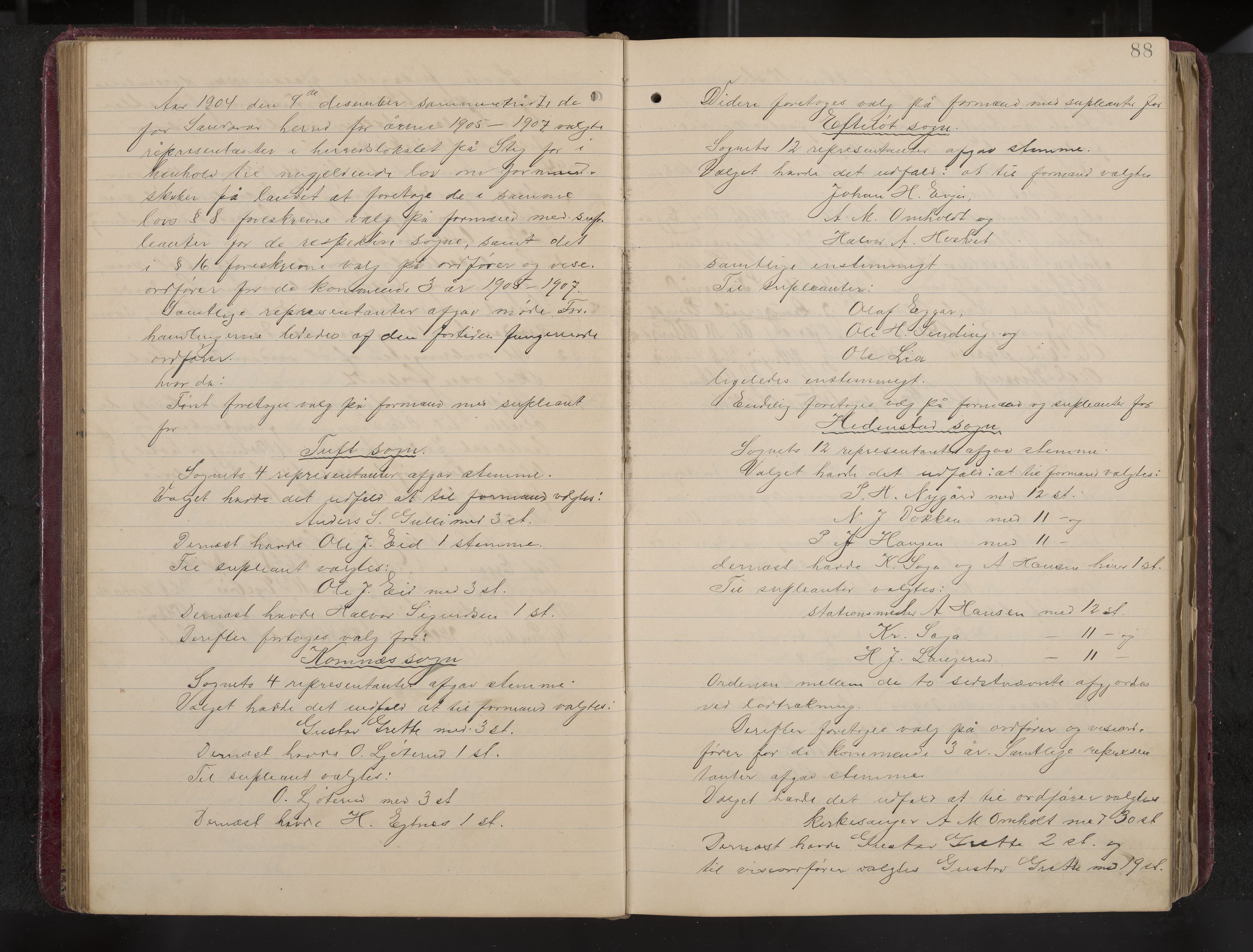 Ytre Sandsvær formannskap og sentraladministrasjon, IKAK/0629021/A/Aa/L0001: Møtebok med register, 1902-1919, s. 88