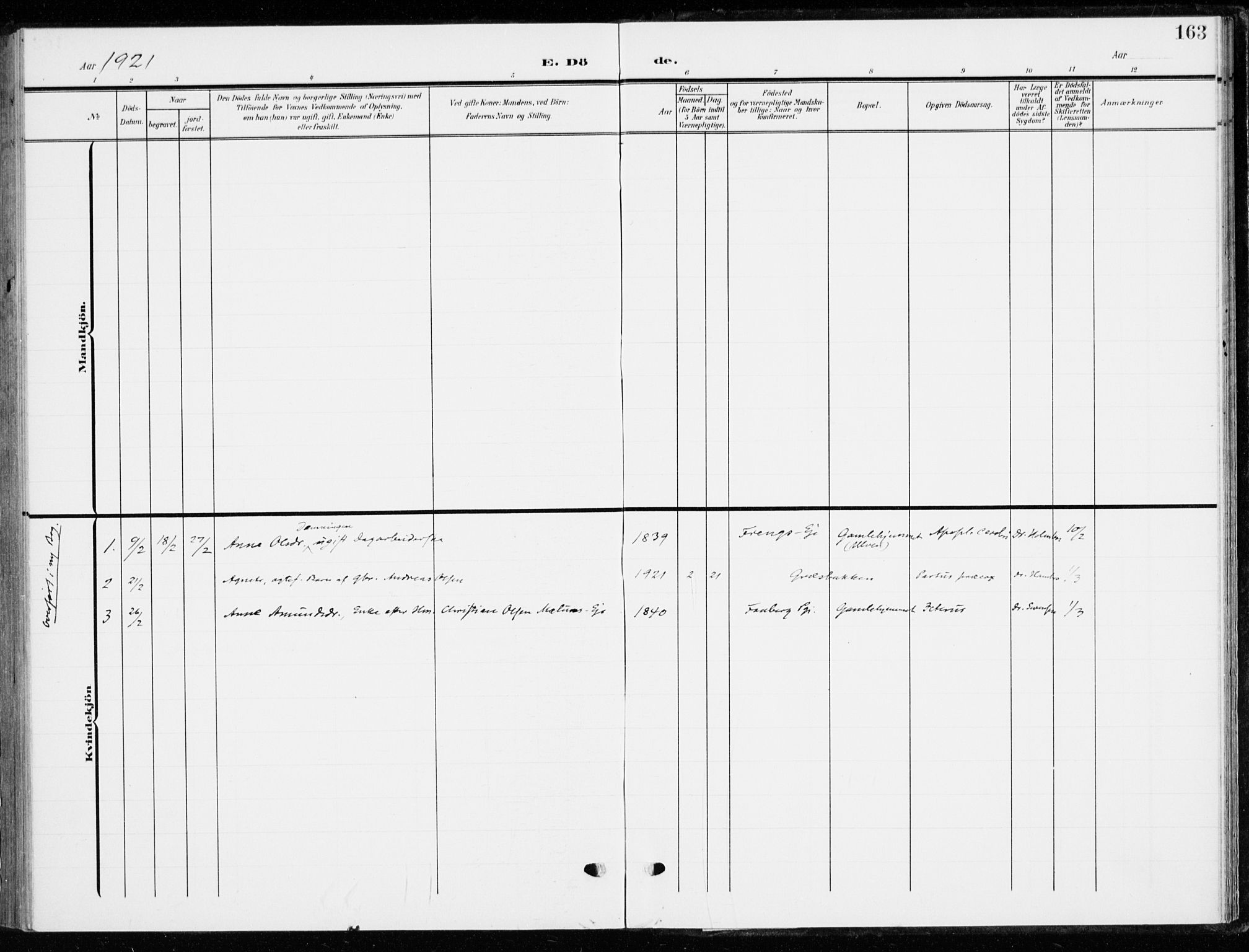 Ringsaker prestekontor, AV/SAH-PREST-014/K/Ka/L0021: Ministerialbok nr. 21, 1905-1920, s. 163