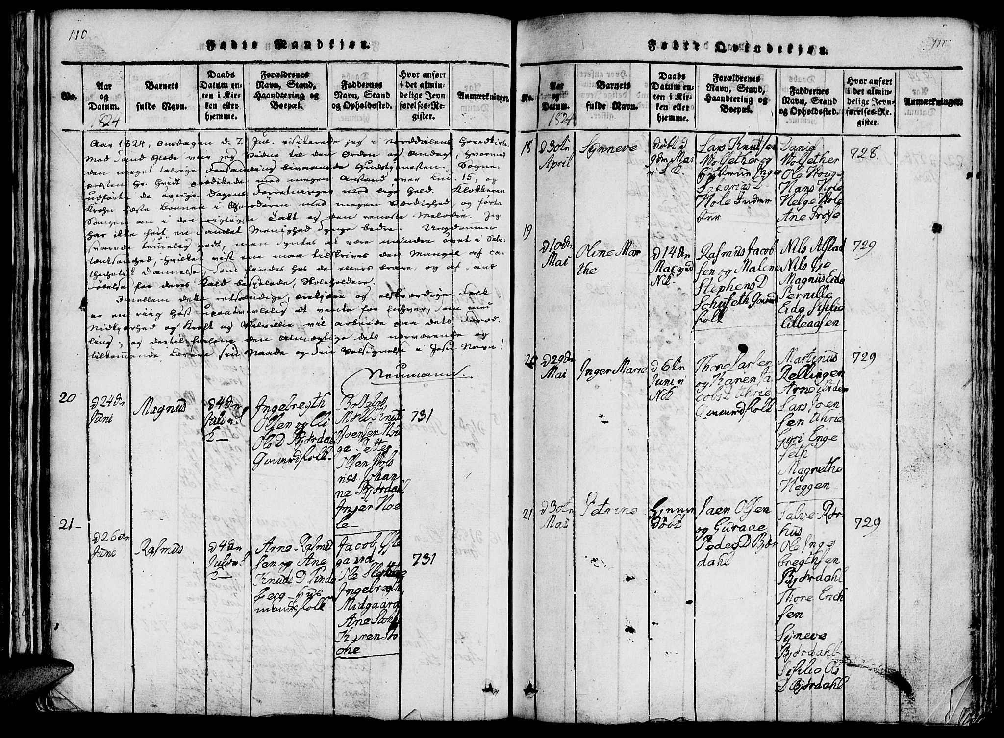 Ministerialprotokoller, klokkerbøker og fødselsregistre - Møre og Romsdal, AV/SAT-A-1454/519/L0260: Klokkerbok nr. 519C01, 1817-1829, s. 110-111
