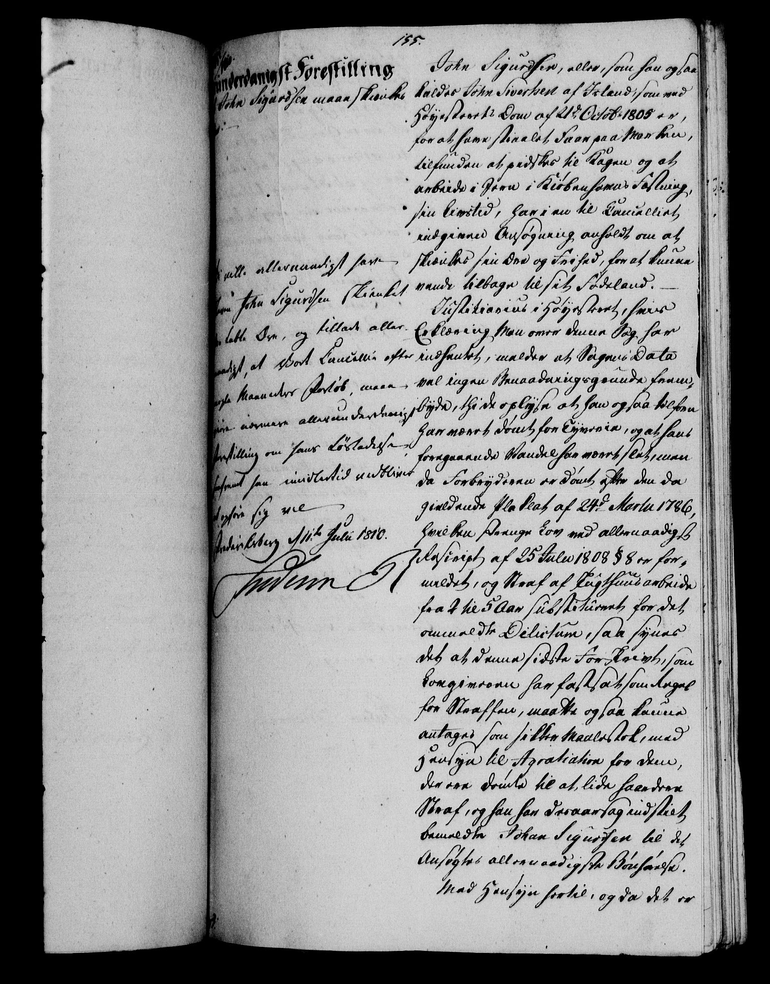 Danske Kanselli 1800-1814, AV/RA-EA-3024/H/Hf/Hfa/Hfab/L0011: Forestillinger, 1810, s. 179b