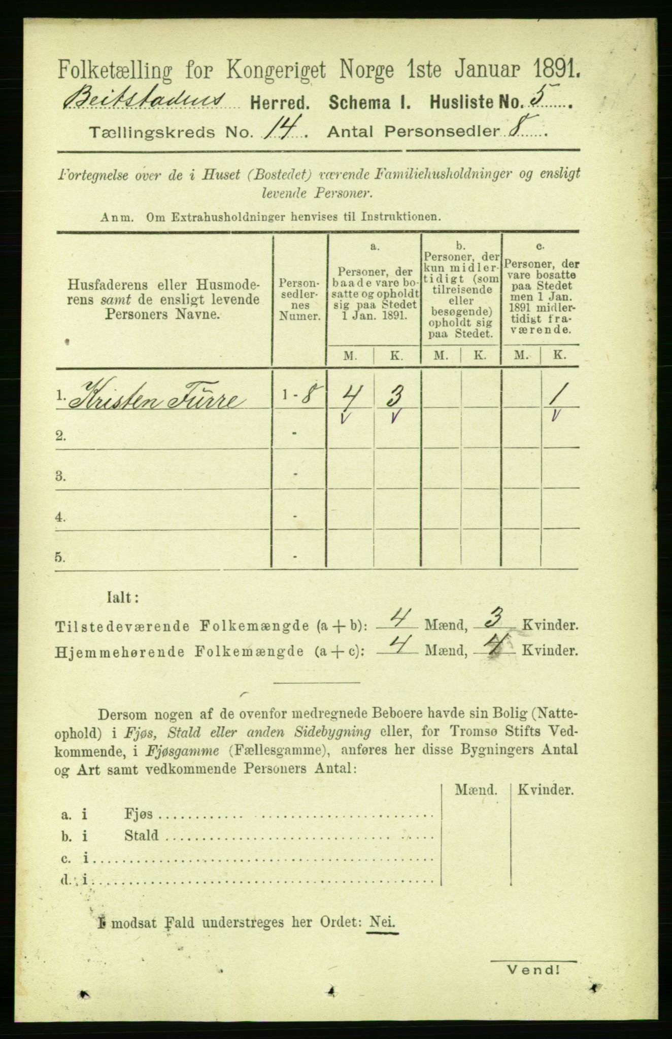 RA, Folketelling 1891 for 1727 Beitstad herred, 1891, s. 3825