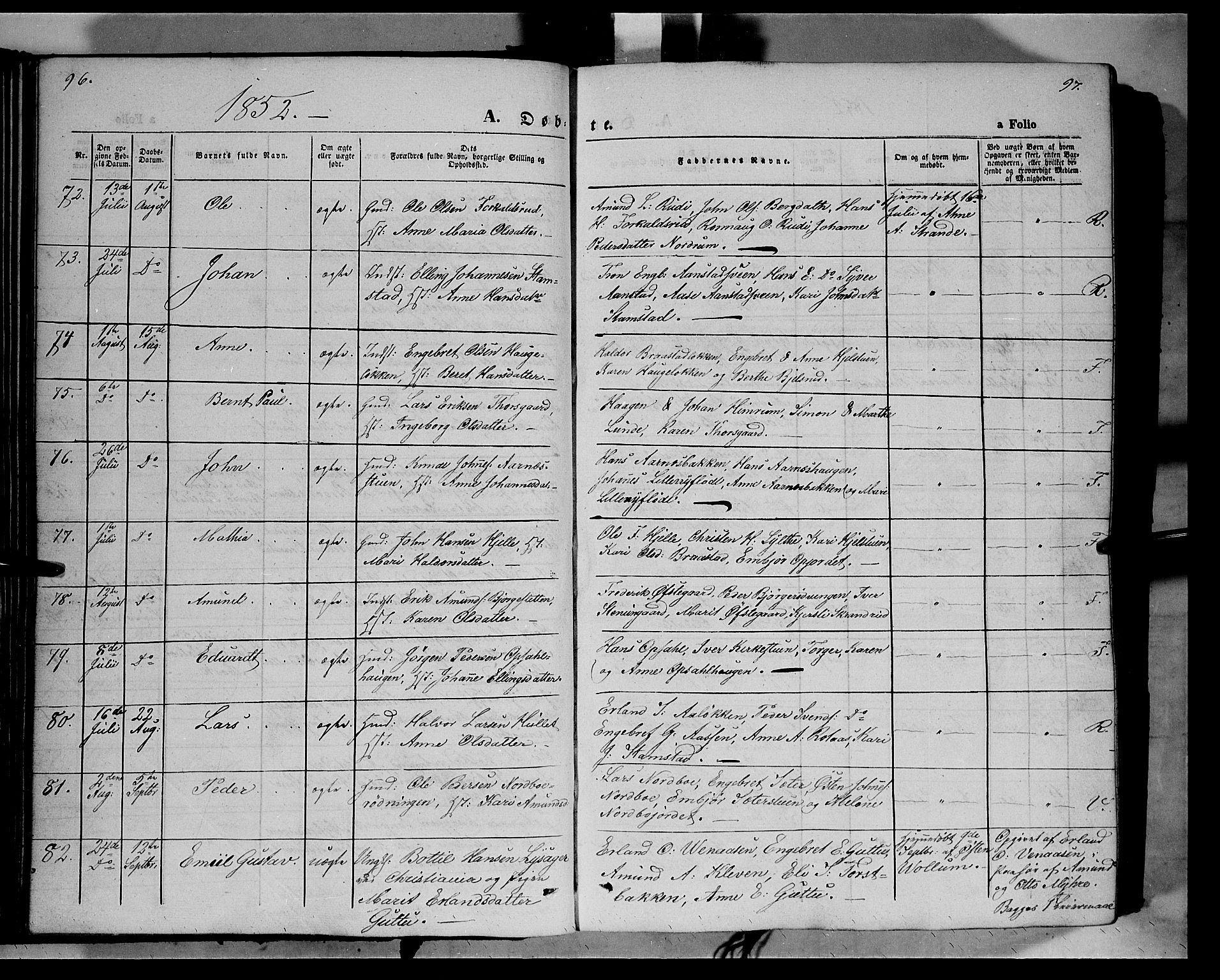 Ringebu prestekontor, AV/SAH-PREST-082/H/Ha/Haa/L0006: Ministerialbok nr. 6, 1848-1859, s. 96-97