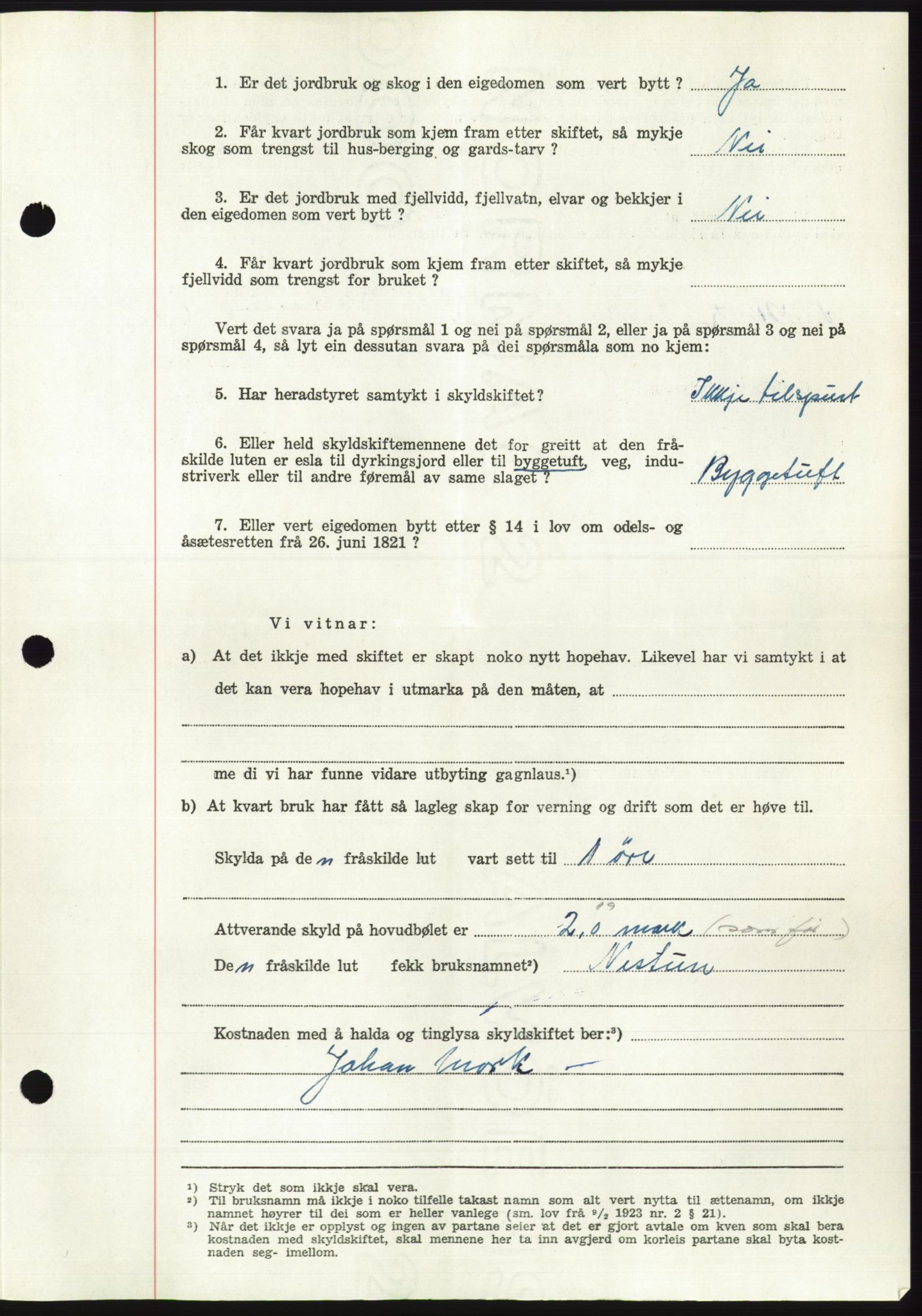 Søre Sunnmøre sorenskriveri, AV/SAT-A-4122/1/2/2C/L0099: Pantebok nr. 25A, 1954-1954, Dagboknr: 2612/1954