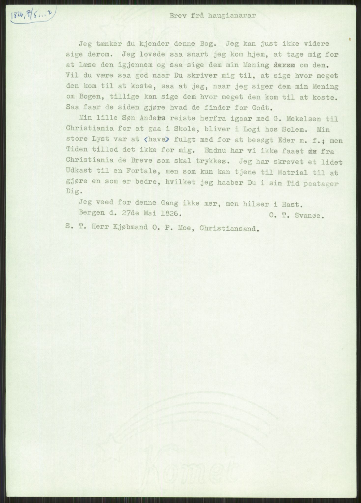 Samlinger til kildeutgivelse, Haugianerbrev, AV/RA-EA-6834/F/L0003: Haugianerbrev III: 1822-1826, 1822-1826