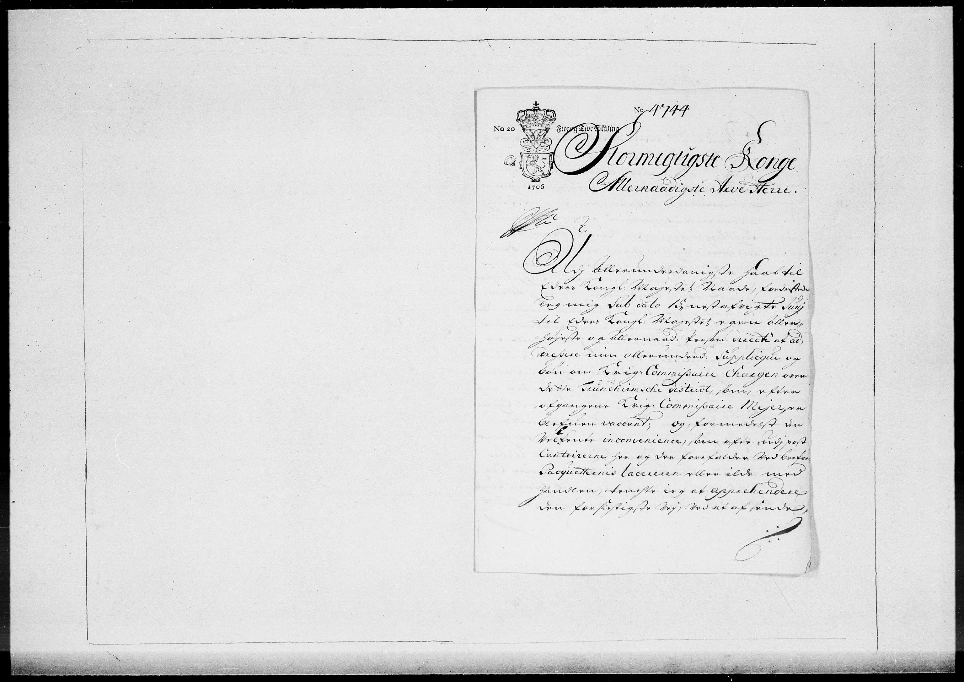 Danske Kanselli 1572-1799, AV/RA-EA-3023/F/Fc/Fcc/Fcca/L0060: Norske innlegg 1572-1799, Mgl. nov.-des., 1706, s. 544