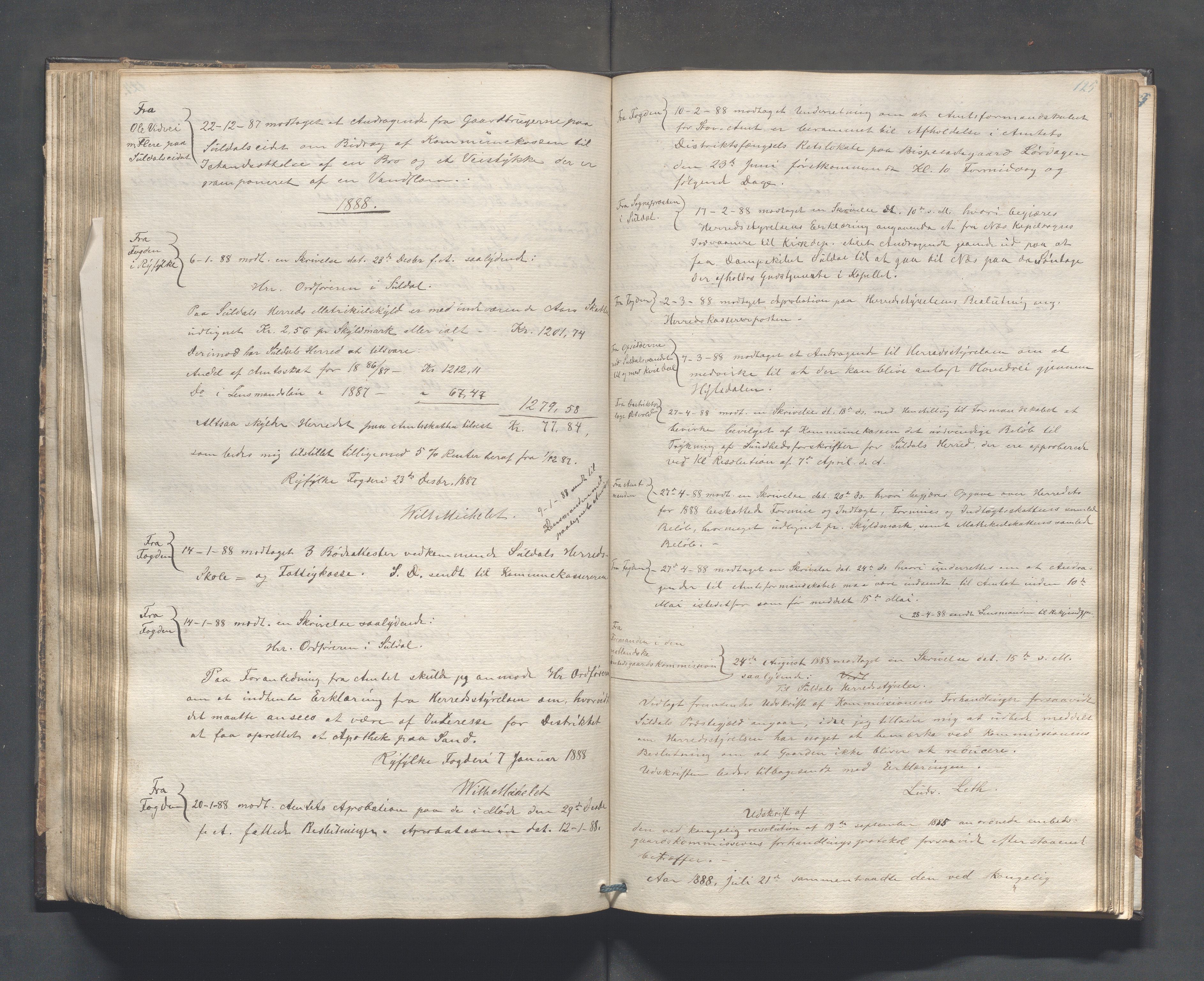 Suldal kommune - Formannskapet/Rådmannen, IKAR/K-101908/C/Ca/L0001: Journal, 1837-1900, s. 125