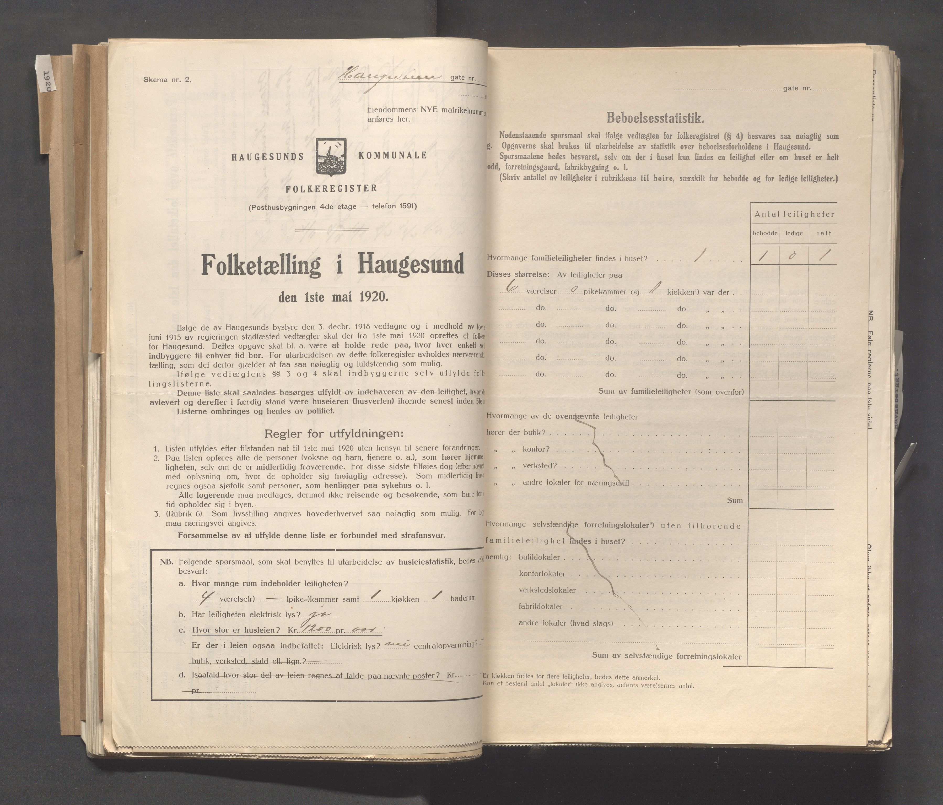 IKAR, Kommunal folketelling 1.5.1920 for Haugesund, 1920, s. 1167