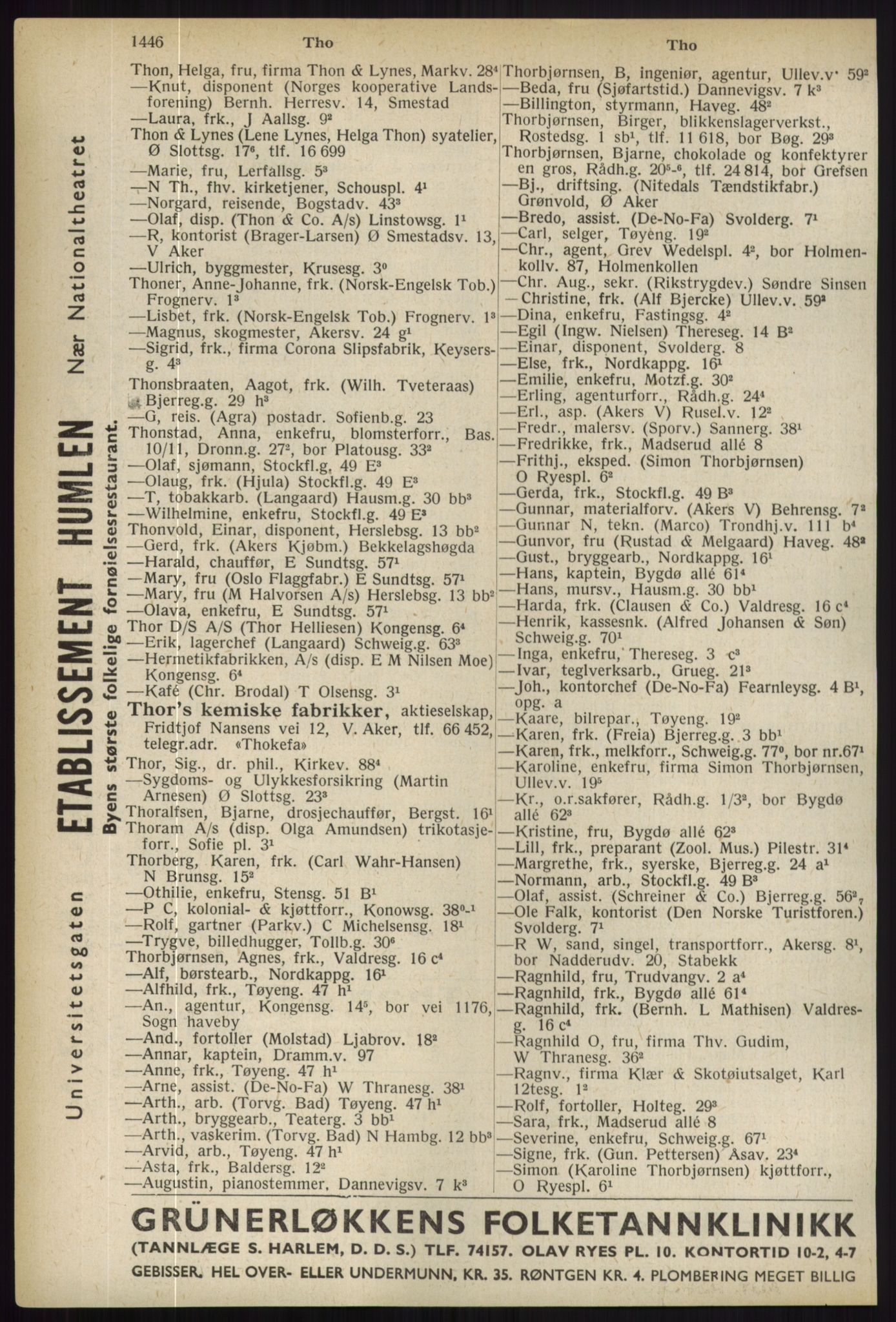 Kristiania/Oslo adressebok, PUBL/-, 1936, s. 1446