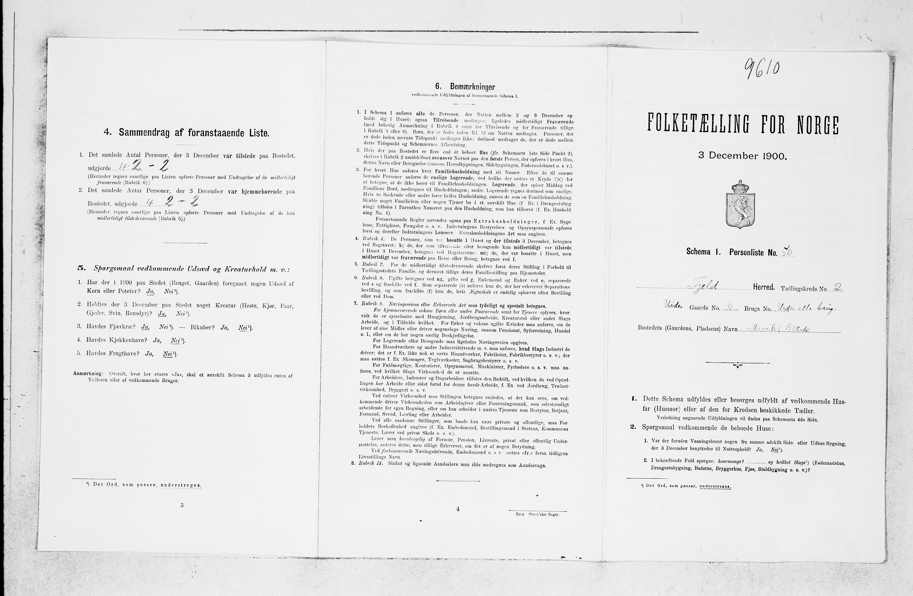 SAB, Folketelling 1900 for 1246 Fjell herred, 1900, s. 267