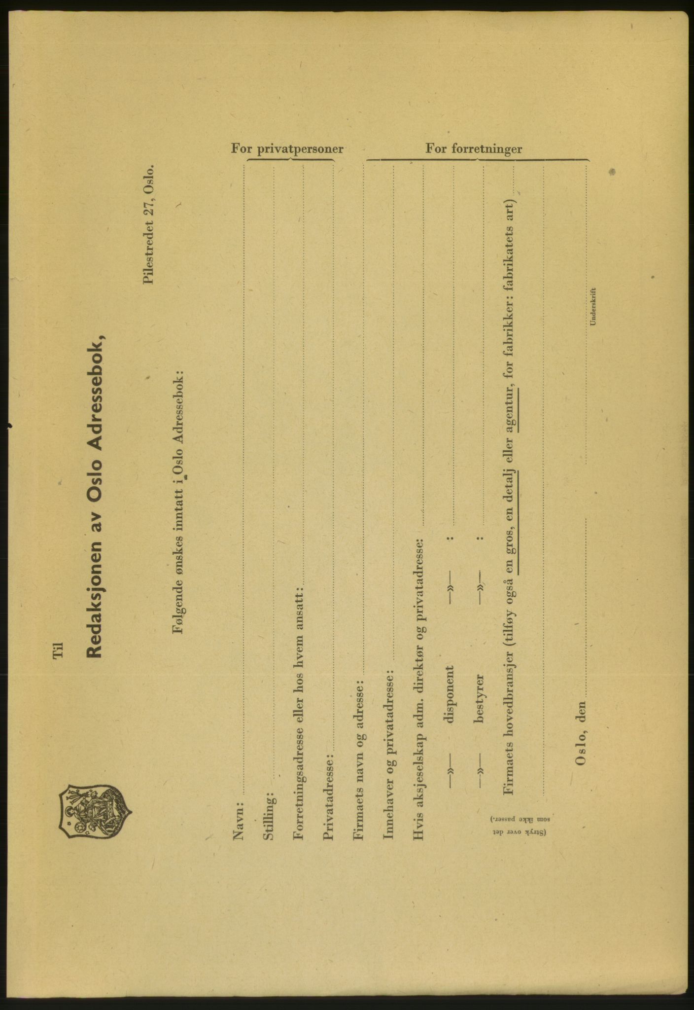 Kristiania/Oslo adressebok, PUBL/-, 1952