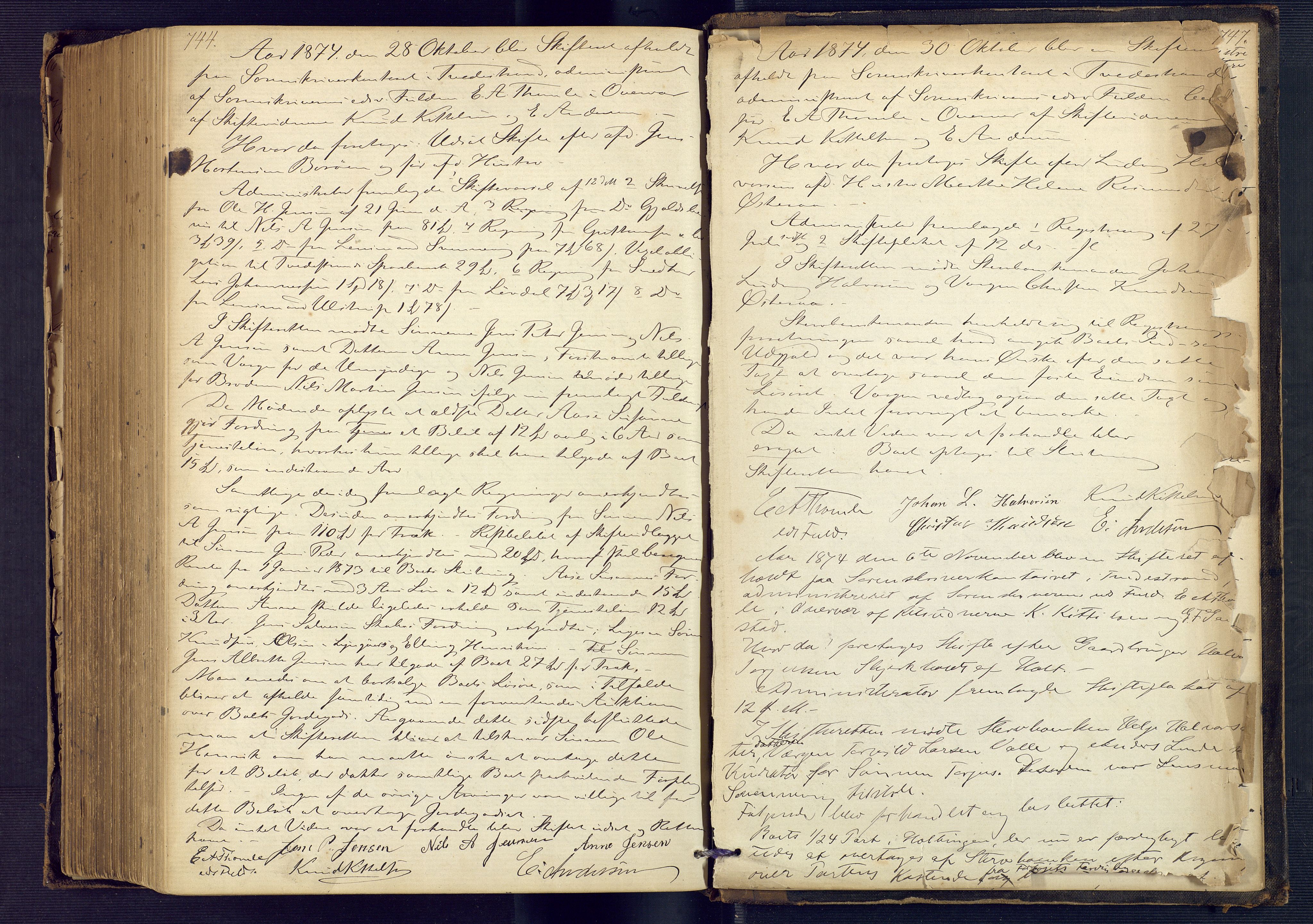 Holt sorenskriveri, AV/SAK-1221-0002/H/Hc/L0014: Skiftebehandlingsprotokoll nr. 5, 1865-1875, s. 744-745