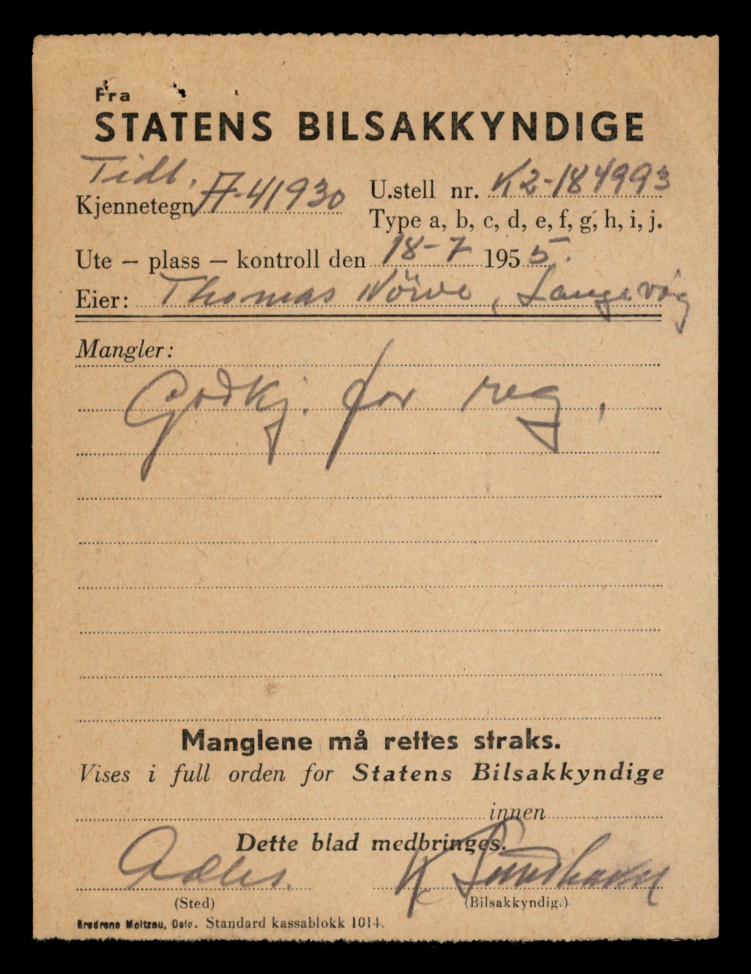 Møre og Romsdal vegkontor - Ålesund trafikkstasjon, AV/SAT-A-4099/F/Fe/L0015: Registreringskort for kjøretøy T 1700 - T 1850, 1927-1998, s. 91