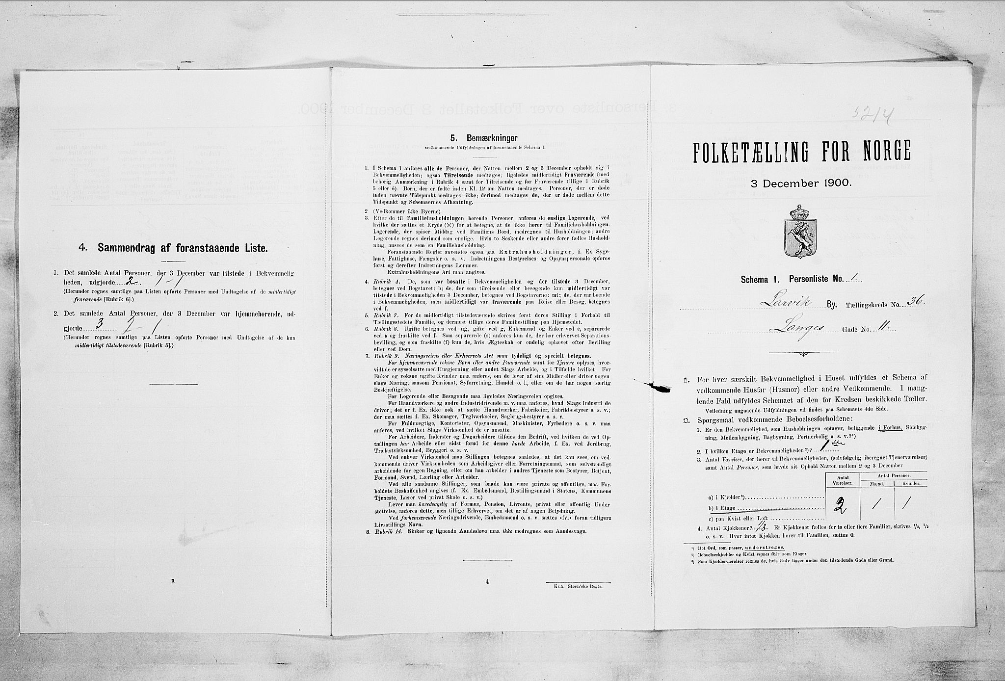 RA, Folketelling 1900 for 0707 Larvik kjøpstad, 1900, s. 4520