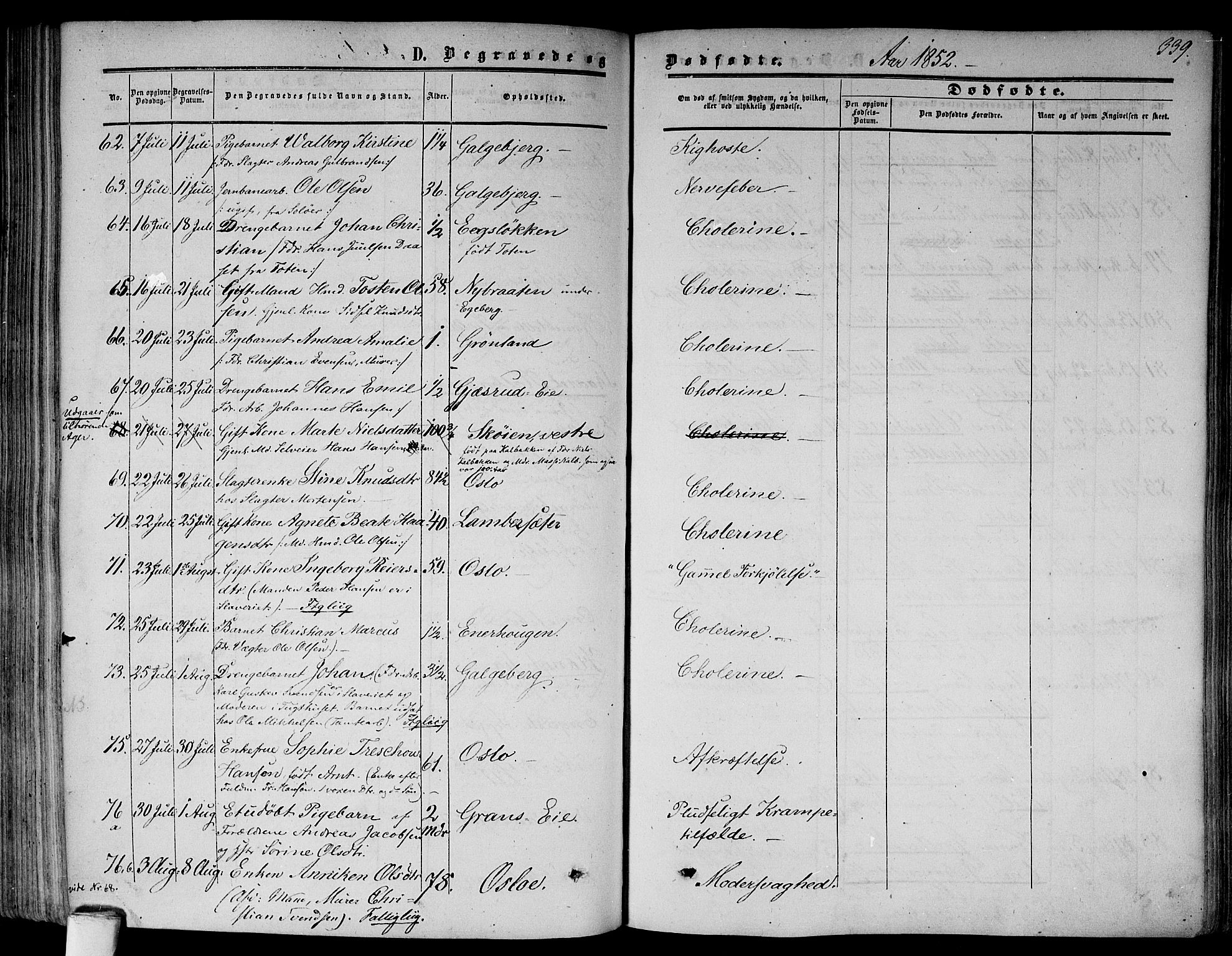 Gamlebyen prestekontor Kirkebøker, AV/SAO-A-10884/F/Fa/L0004: Ministerialbok nr. 4, 1850-1857, s. 339