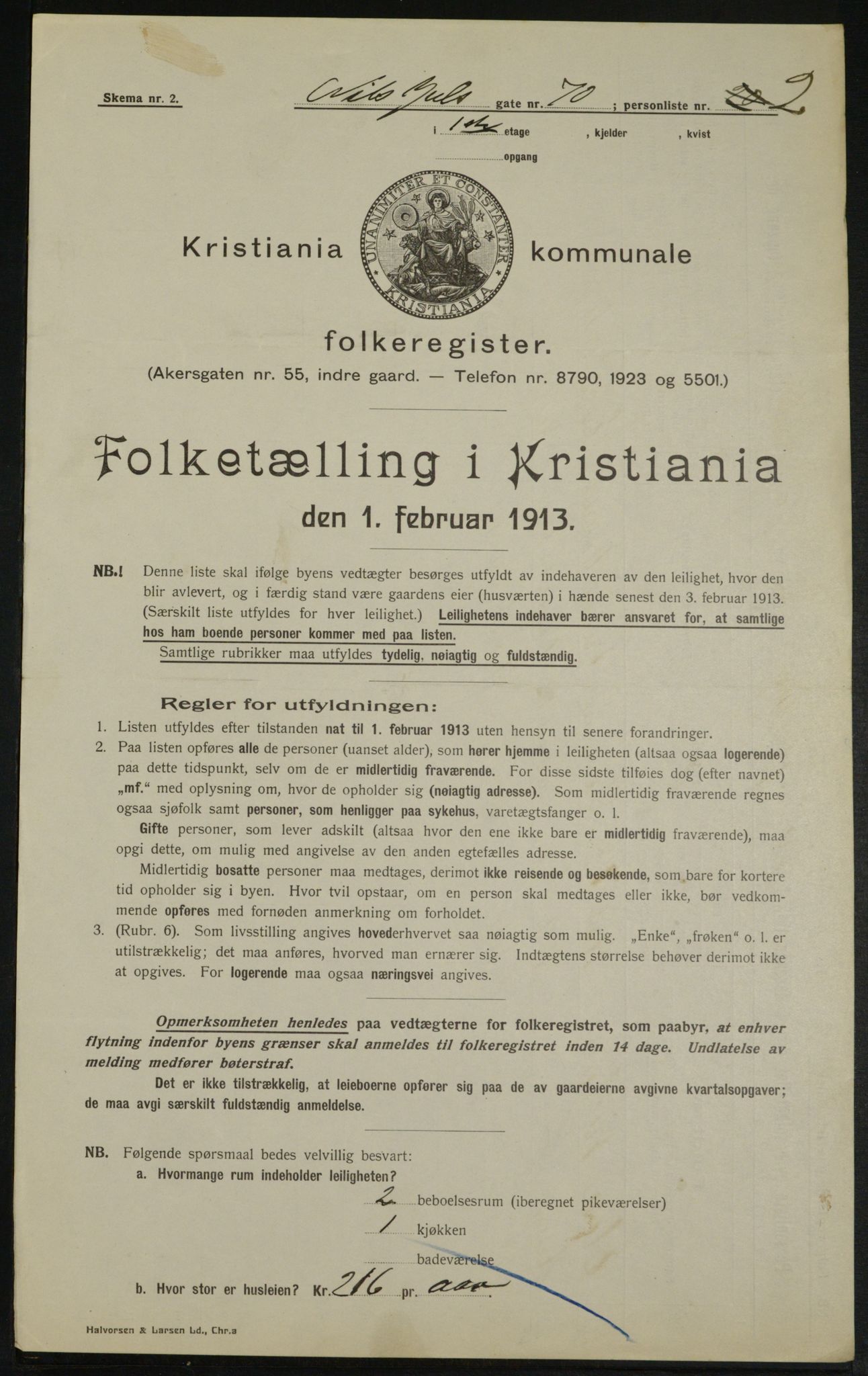 OBA, Kommunal folketelling 1.2.1913 for Kristiania, 1913, s. 70937