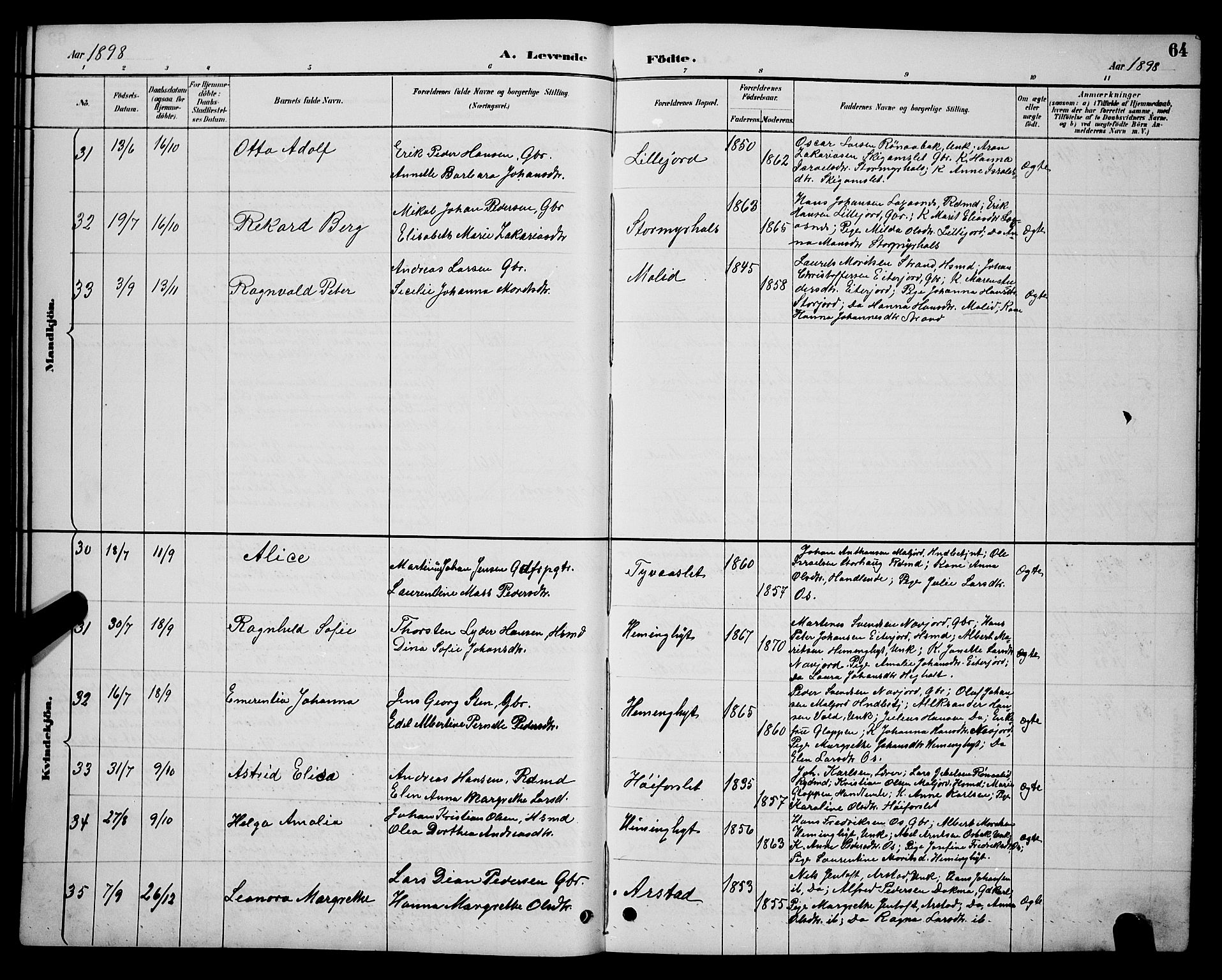 Ministerialprotokoller, klokkerbøker og fødselsregistre - Nordland, AV/SAT-A-1459/846/L0654: Klokkerbok nr. 846C04, 1887-1901, s. 64