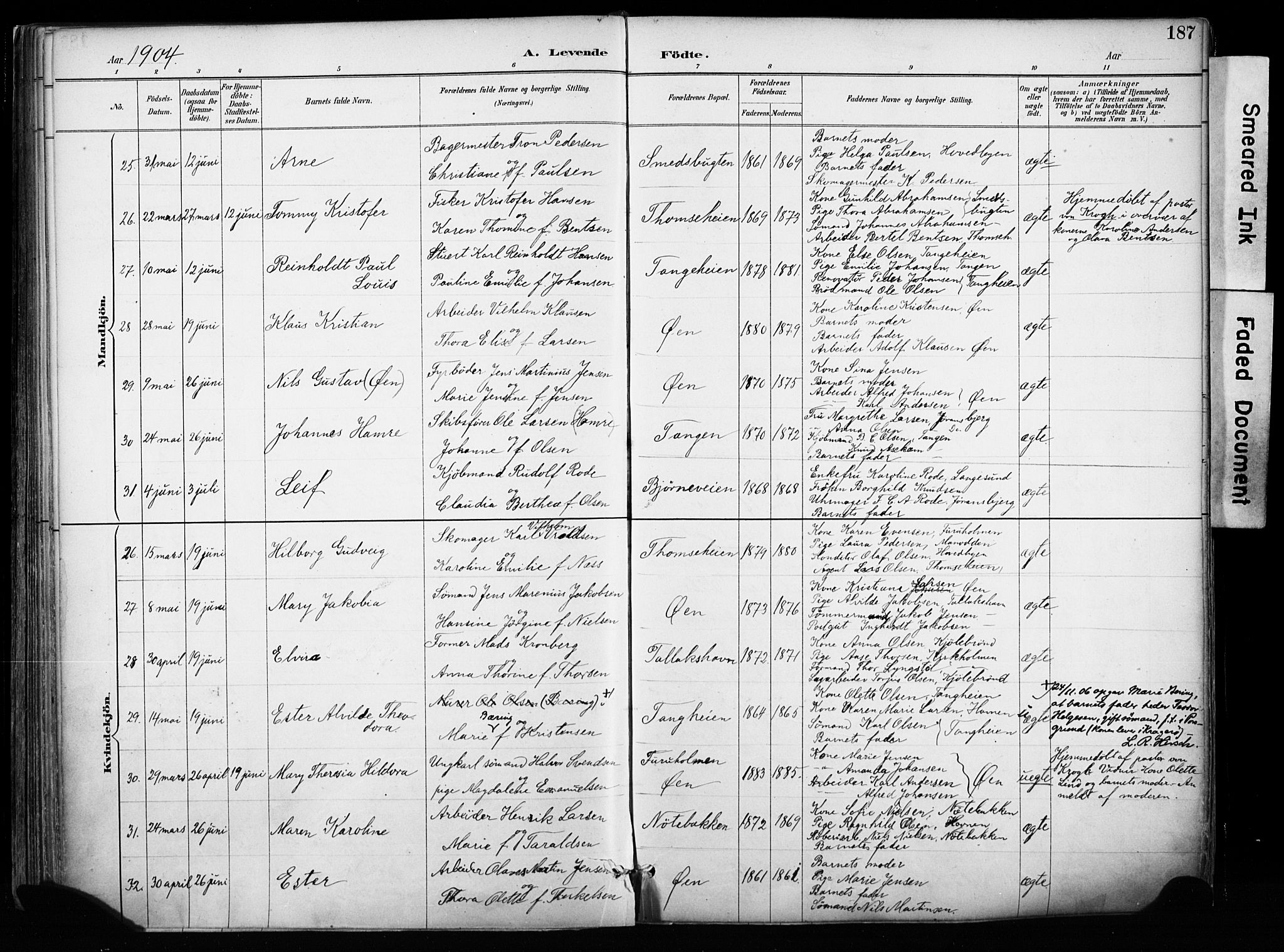 Kragerø kirkebøker, AV/SAKO-A-278/F/Fa/L0013: Ministerialbok nr. 13, 1887-1915, s. 187
