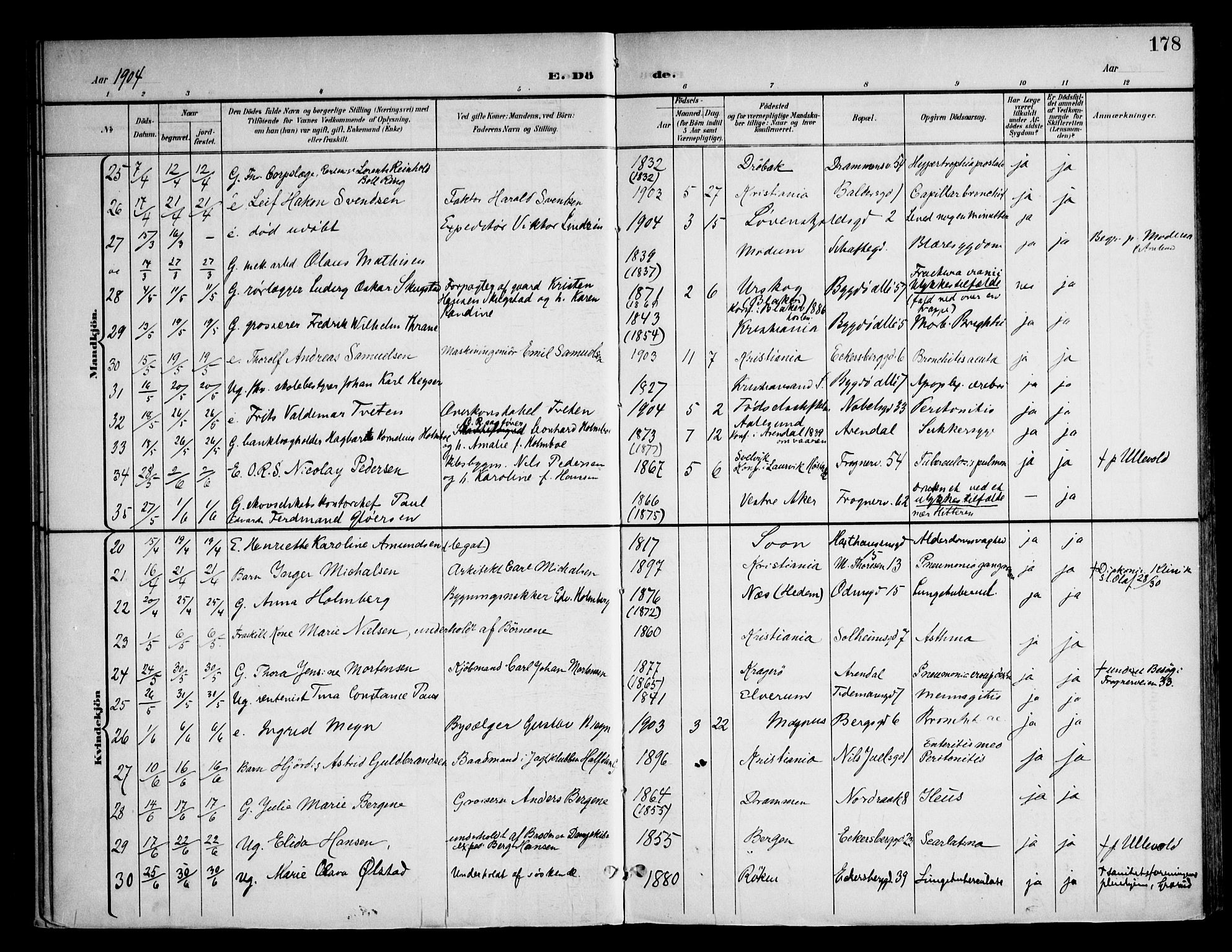Frogner prestekontor Kirkebøker, AV/SAO-A-10886/F/Fa/L0004: Ministerialbok nr. 4, 1898-1921, s. 178
