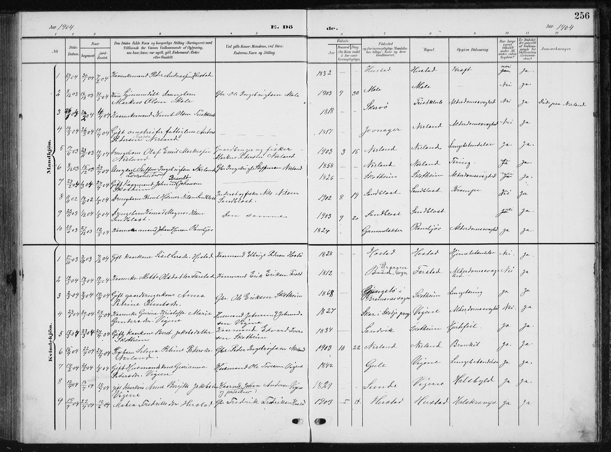 Ministerialprotokoller, klokkerbøker og fødselsregistre - Møre og Romsdal, SAT/A-1454/567/L0784: Klokkerbok nr. 567C04, 1903-1938, s. 256