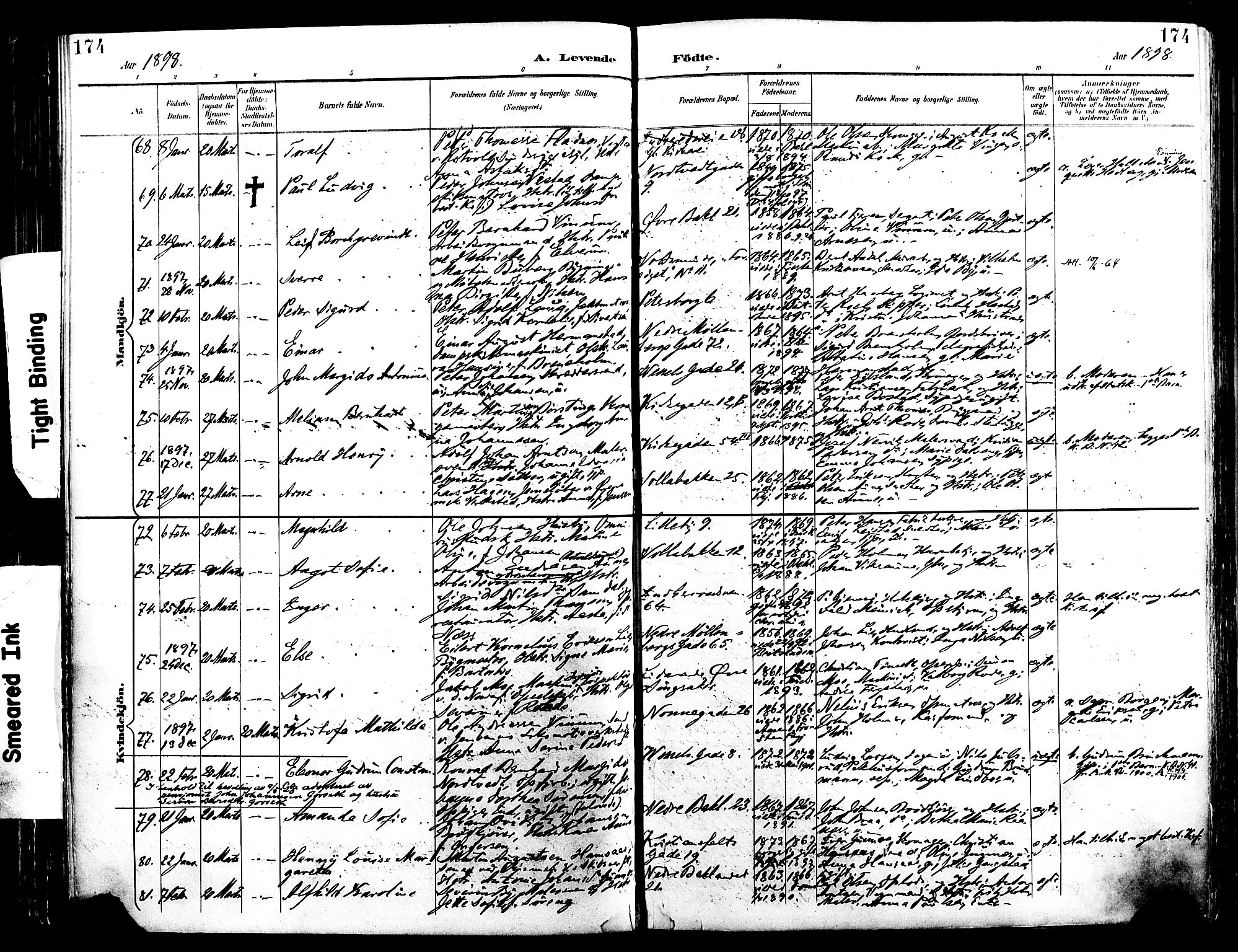 Ministerialprotokoller, klokkerbøker og fødselsregistre - Sør-Trøndelag, SAT/A-1456/604/L0197: Ministerialbok nr. 604A18, 1893-1900, s. 174