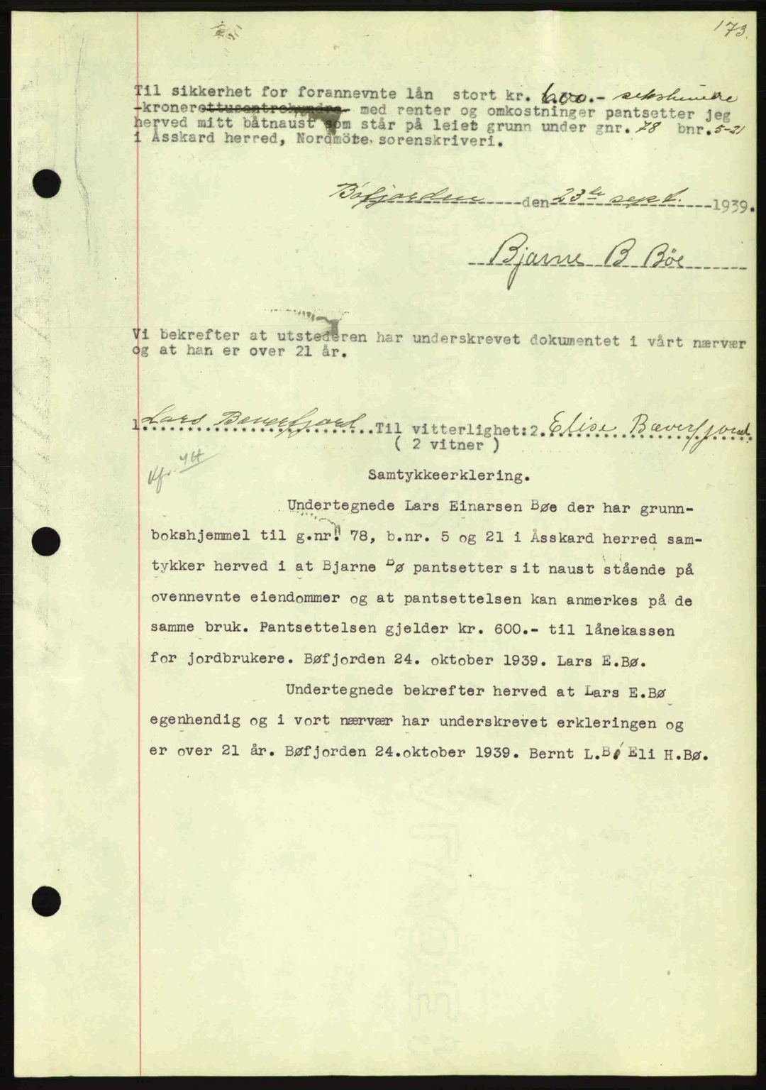Nordmøre sorenskriveri, AV/SAT-A-4132/1/2/2Ca: Pantebok nr. B86, 1939-1940, Dagboknr: 2968/1939