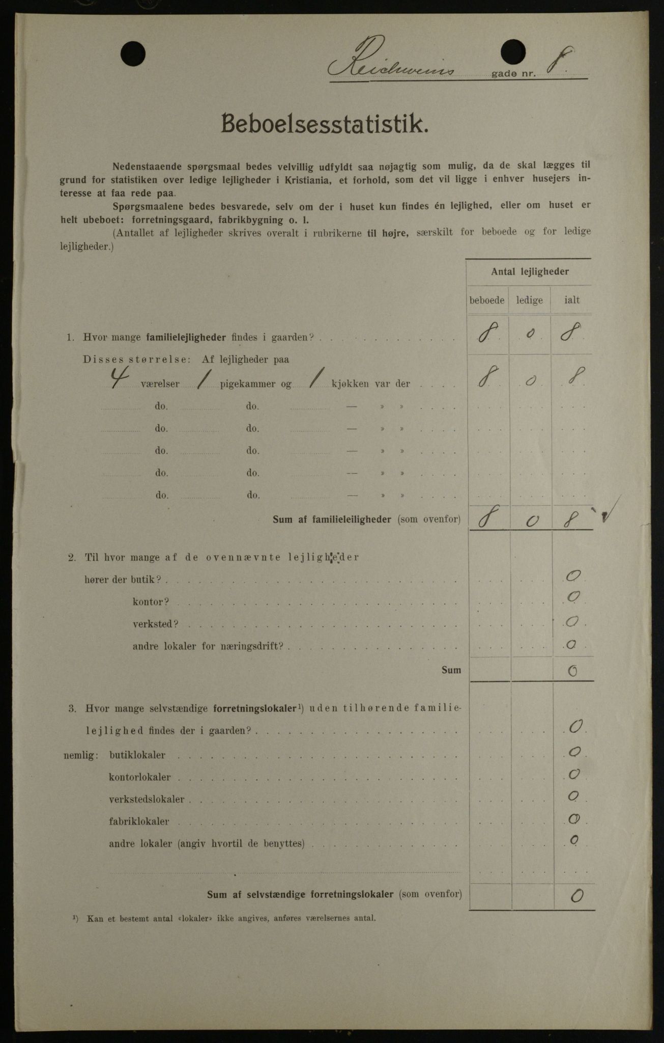 OBA, Kommunal folketelling 1.2.1908 for Kristiania kjøpstad, 1908, s. 74447