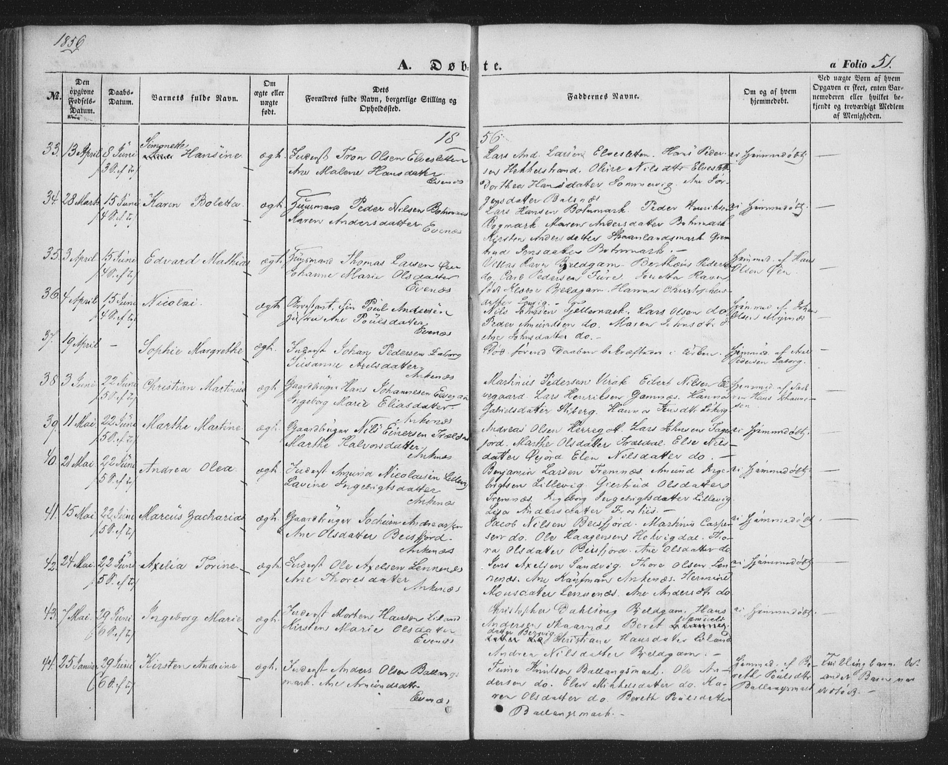 Ministerialprotokoller, klokkerbøker og fødselsregistre - Nordland, AV/SAT-A-1459/863/L0895: Ministerialbok nr. 863A07, 1851-1860, s. 51