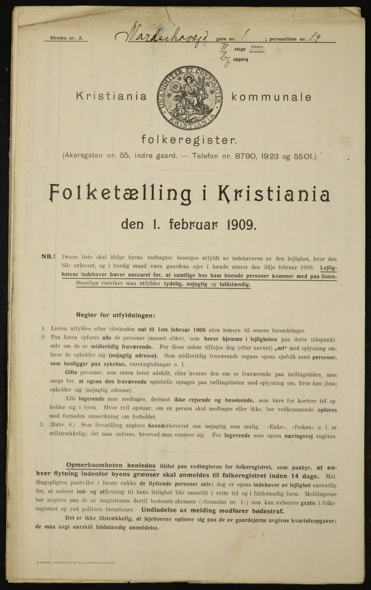 OBA, Kommunal folketelling 1.2.1909 for Kristiania kjøpstad, 1909, s. 65618