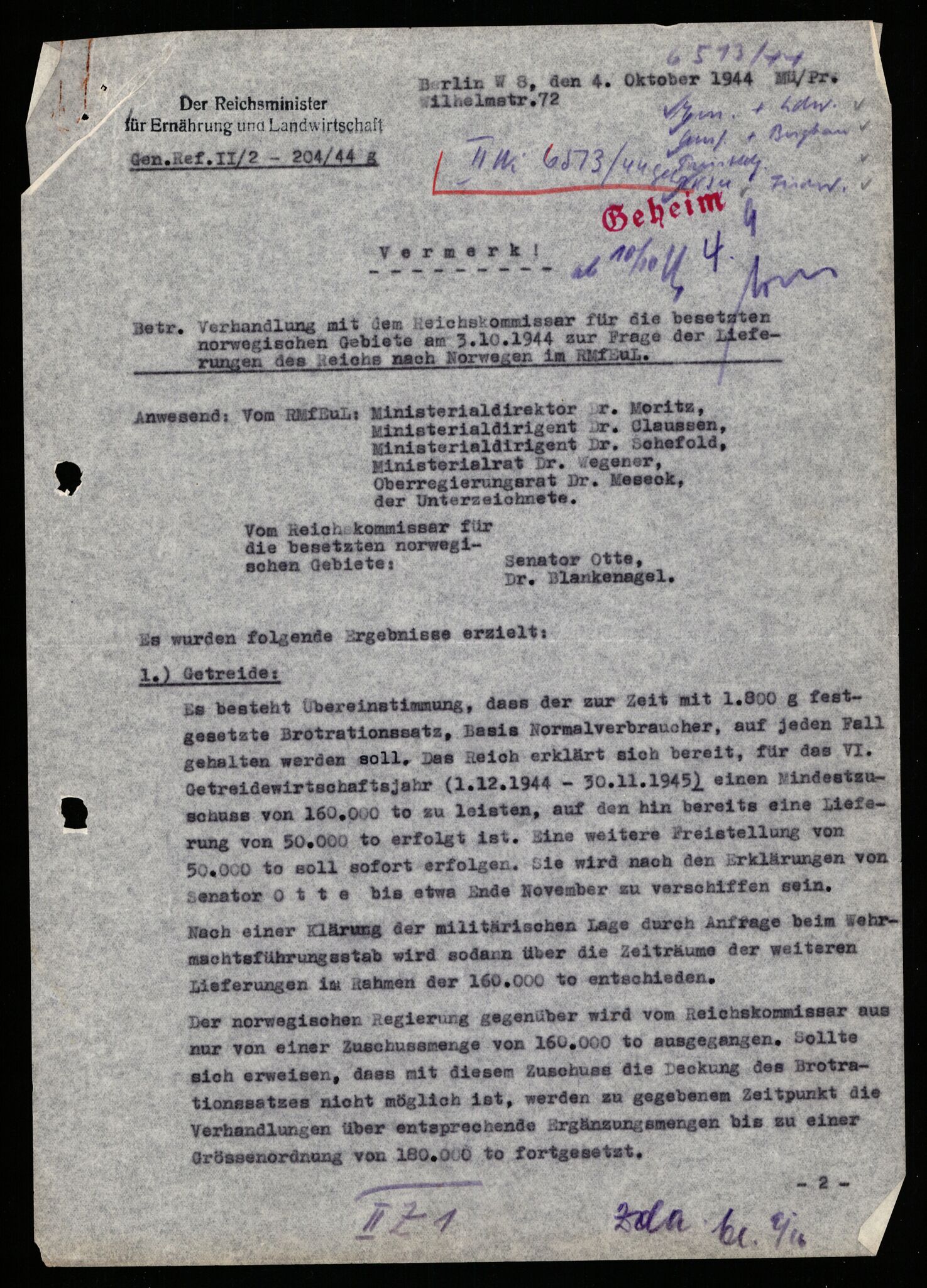 Forsvarets Overkommando. 2 kontor. Arkiv 11.4. Spredte tyske arkivsaker, AV/RA-RAFA-7031/D/Dar/Darb/L0002: Reichskommissariat, 1940-1945, s. 1230