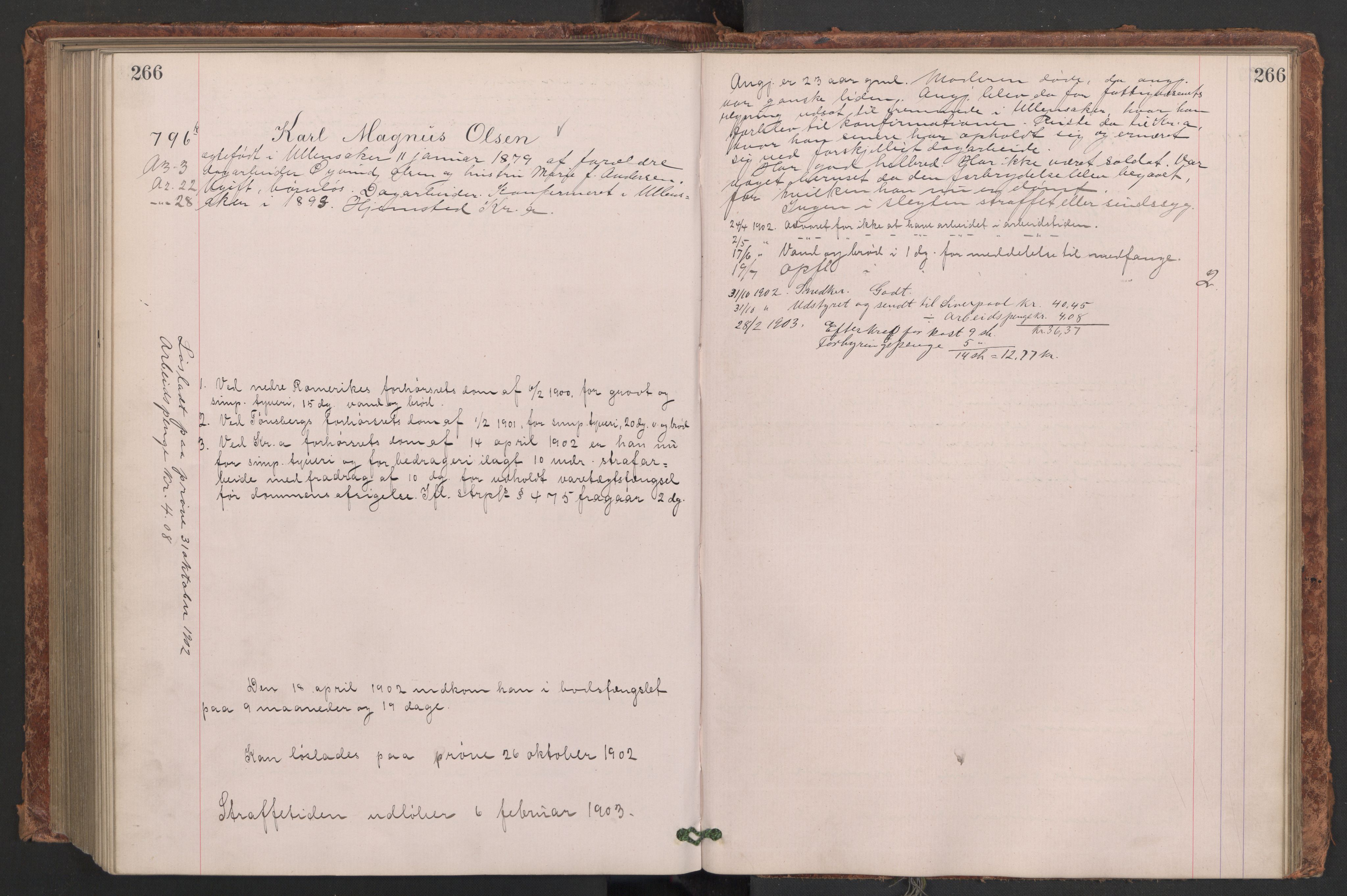 Botsfengslet, AV/RA-S-1539/D/Db/Dbb/L0036: 531k - 825k, 1901-1902, s. 266