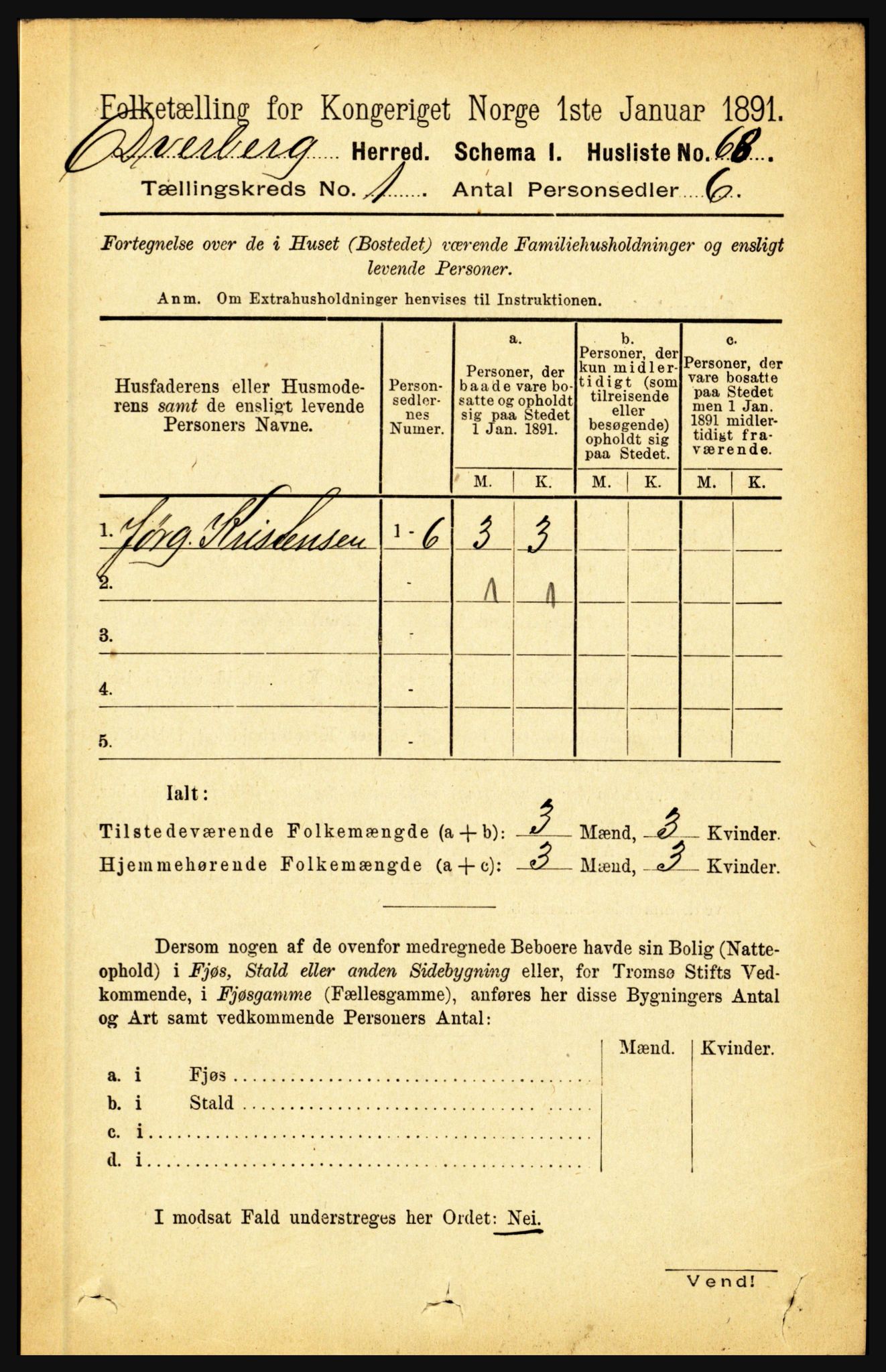 RA, Folketelling 1891 for 1872 Dverberg herred, 1891, s. 91