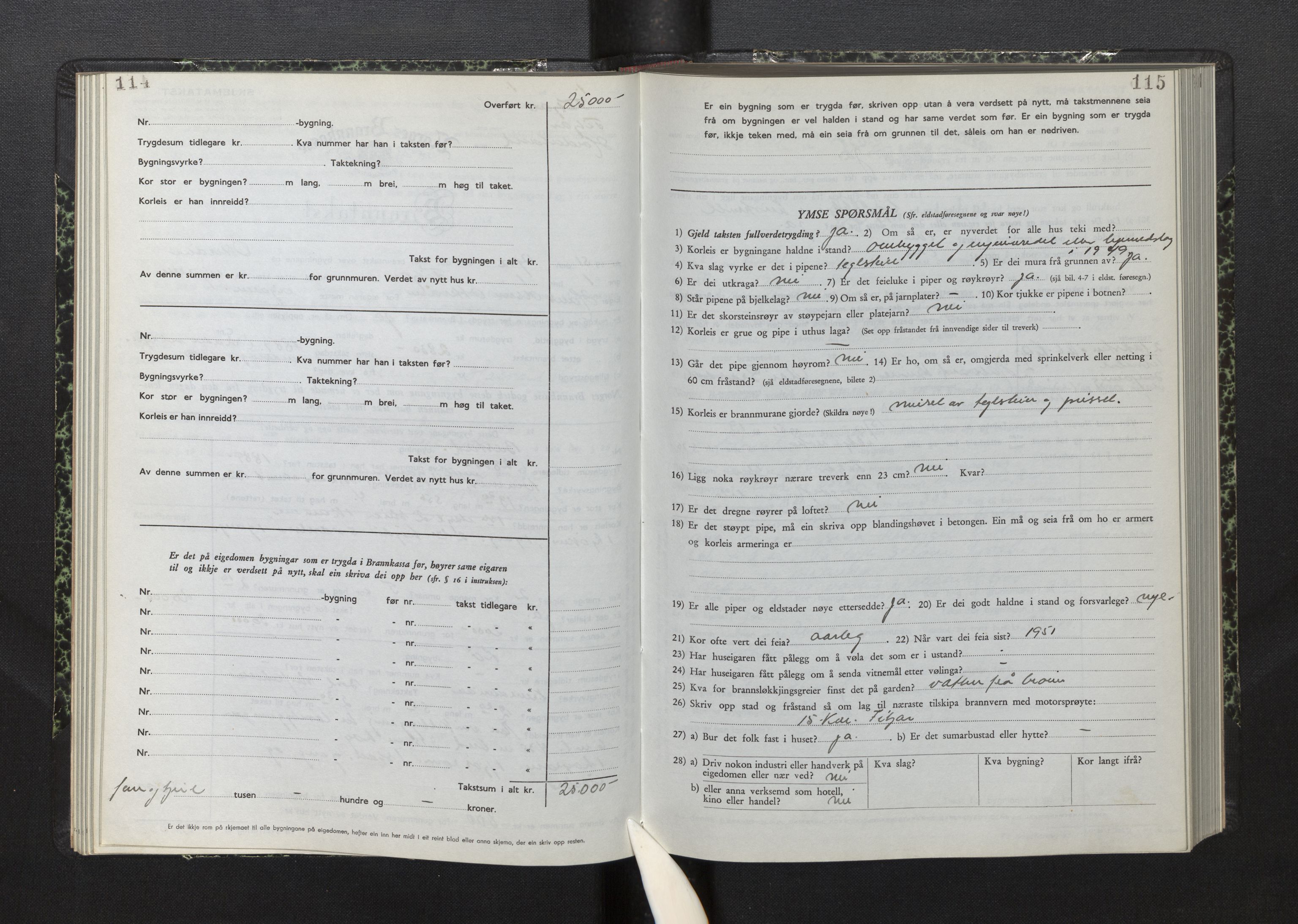 Lensmannen i Fitjar, AV/SAB-A-32001/0012/L0001b: Branntakstprotokoll, skjematakst, 1949-1955, s. 114-115