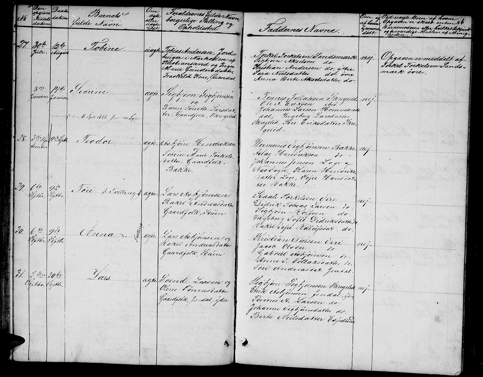 Bakke sokneprestkontor, AV/SAK-1111-0002/F/Fb/Fba/L0001: Klokkerbok nr. B 1, 1849-1879, s. 86